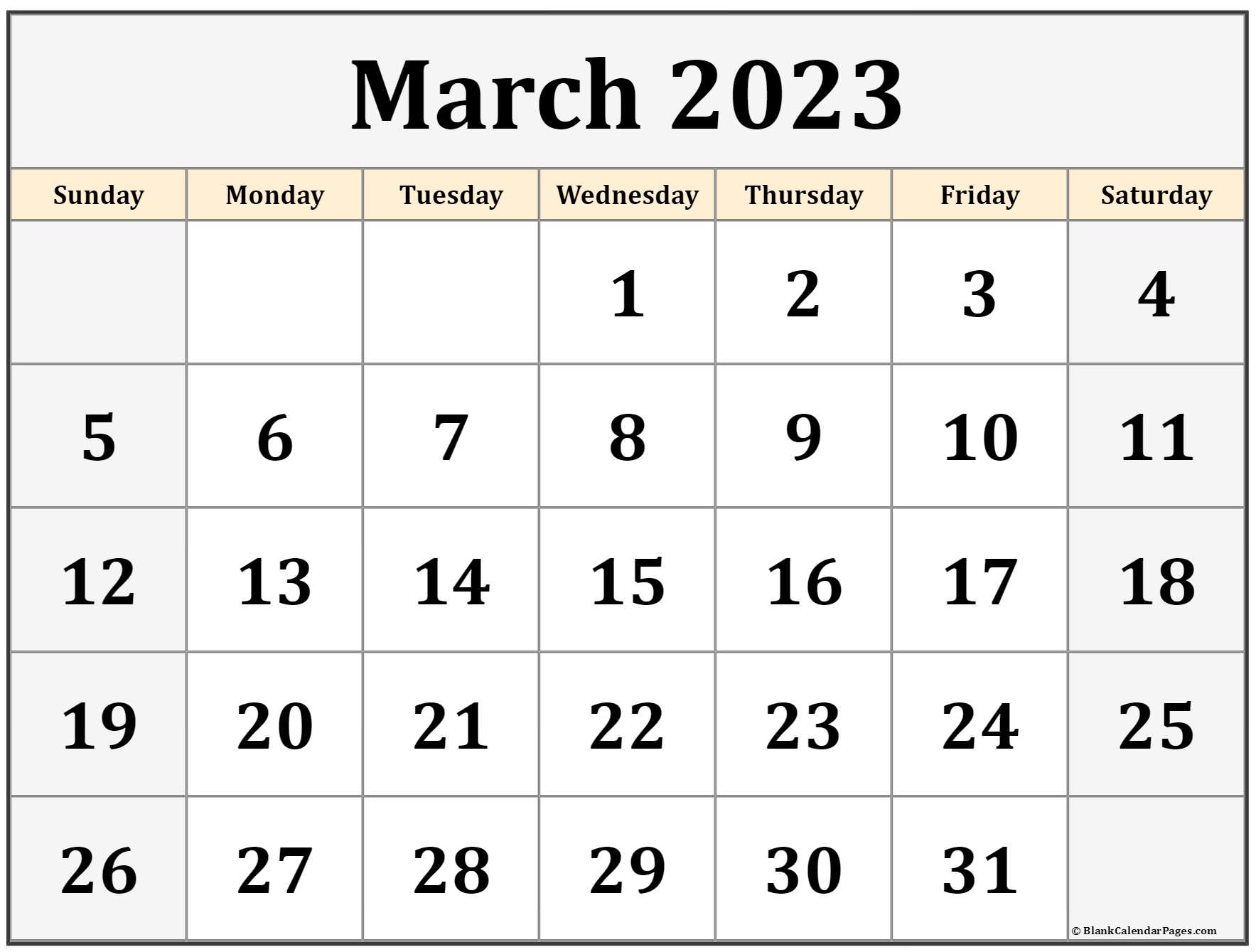 March 2023 calendar free printable calendar