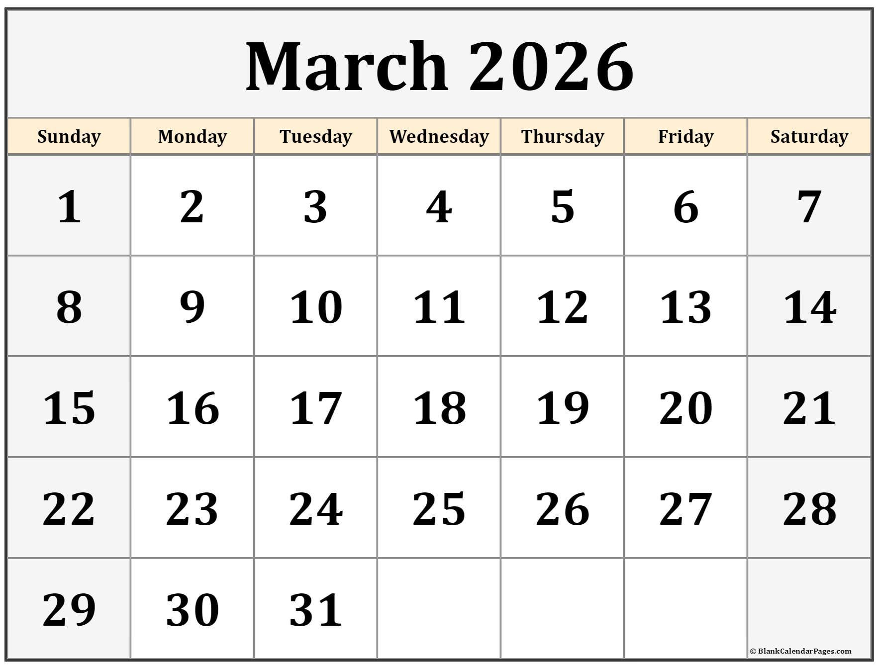 March 2026 Calendar Free Printable Calendars