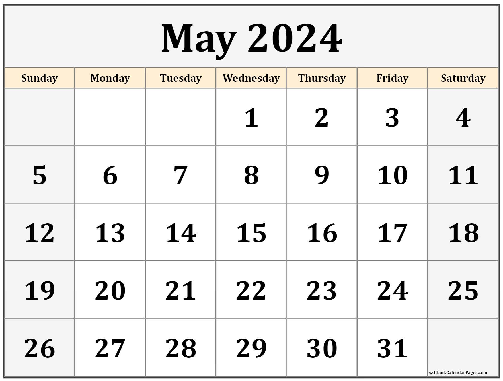 Large May 2022 Calendar May 2022 Calendar | Free Printable Calendar Templates