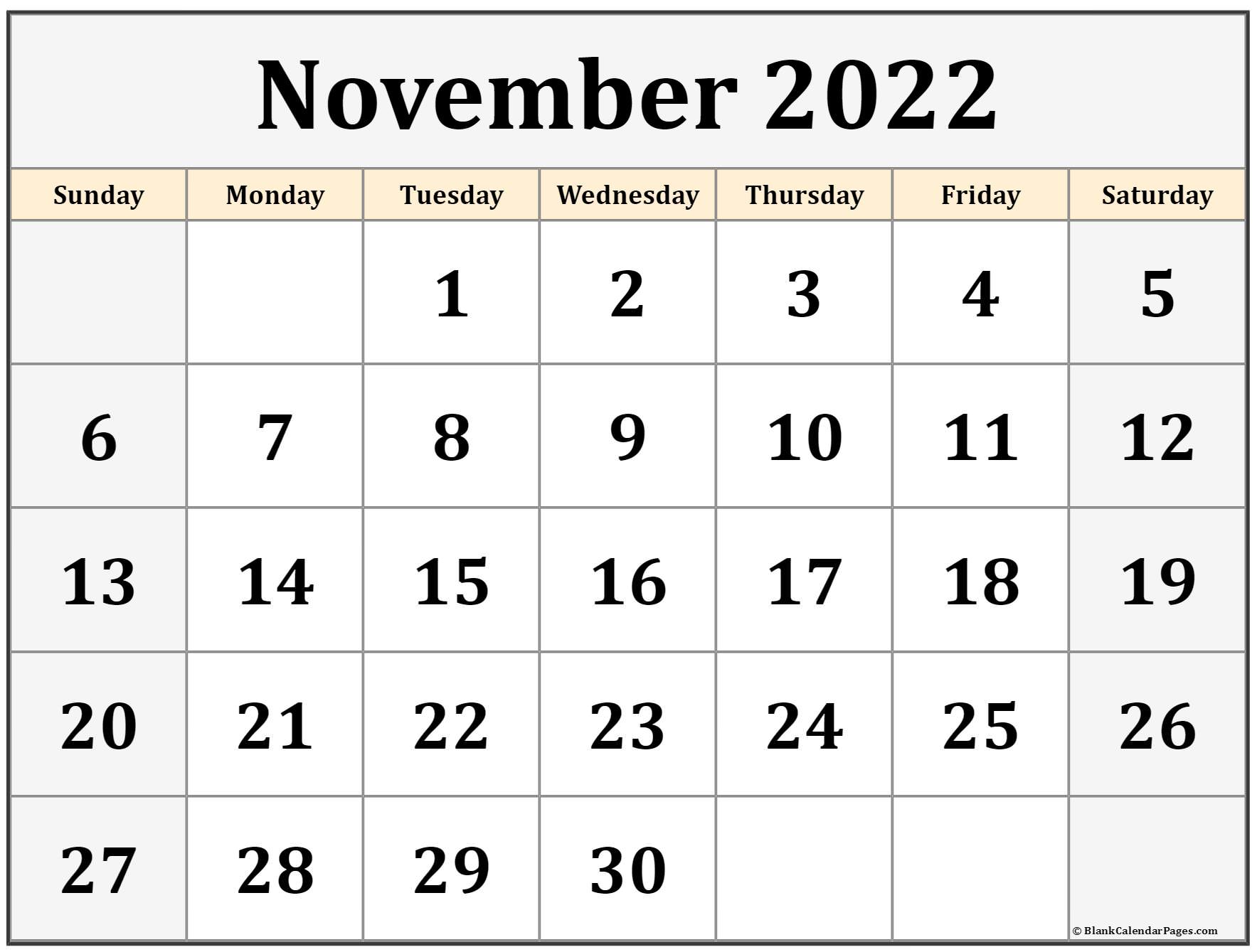 November 2022 Printable Calendar Printable Word Searches