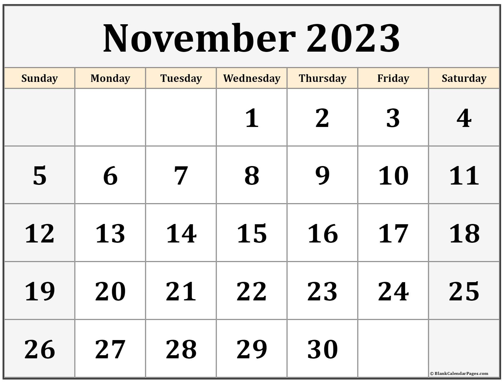 November 2023 Calendar Free Printable Calendar November 2023 Calendar Free Blank Printable 