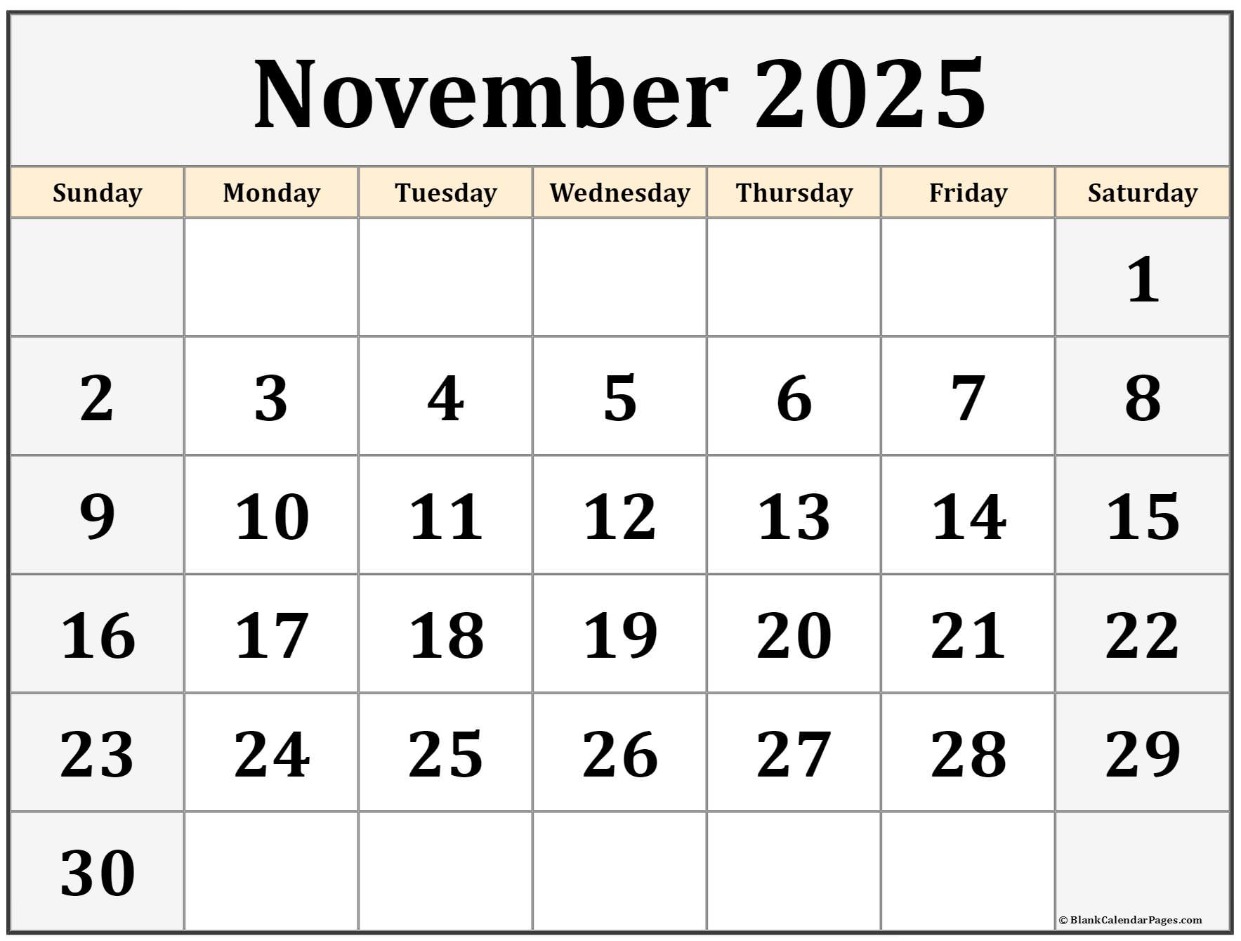 November 2025 calendar free printable calendar