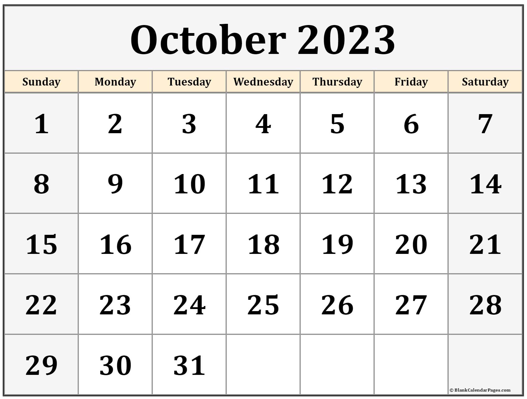 October 2023 Calendar Printable Customize And Print