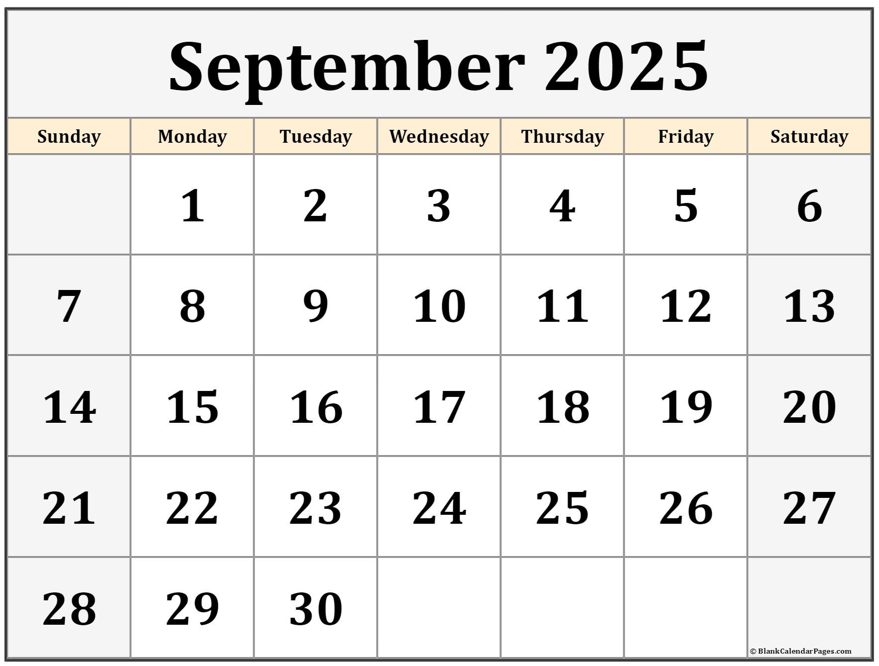 September 2025 calendar  free printable calendar