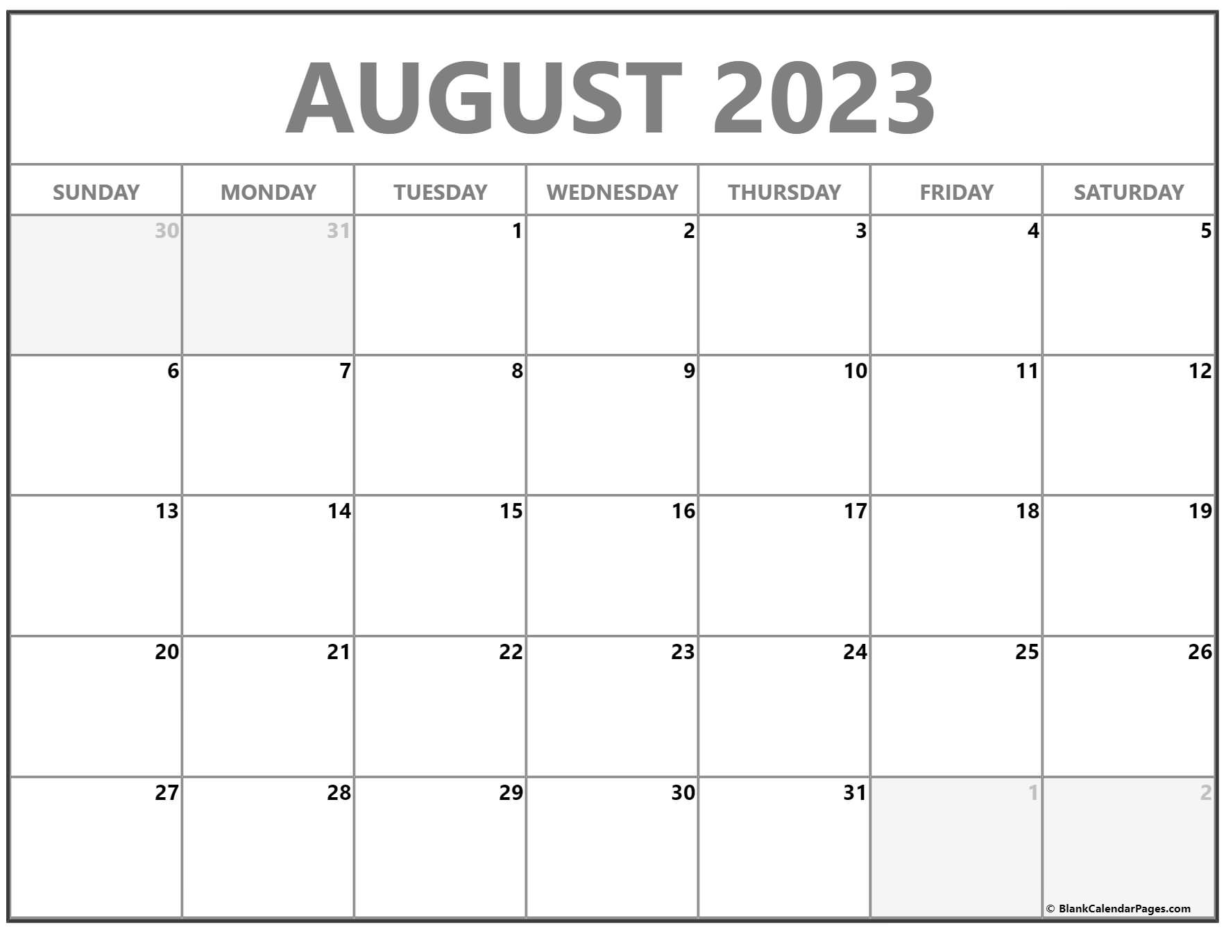 Free Printable Calendar August