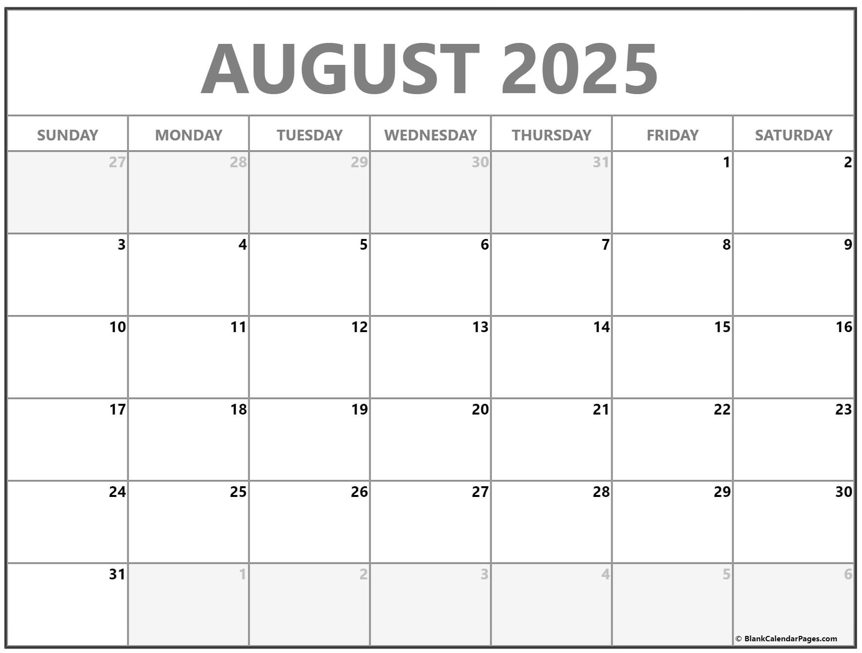 August 2025 Calendar Free Printable Full - Maryl Jermaine