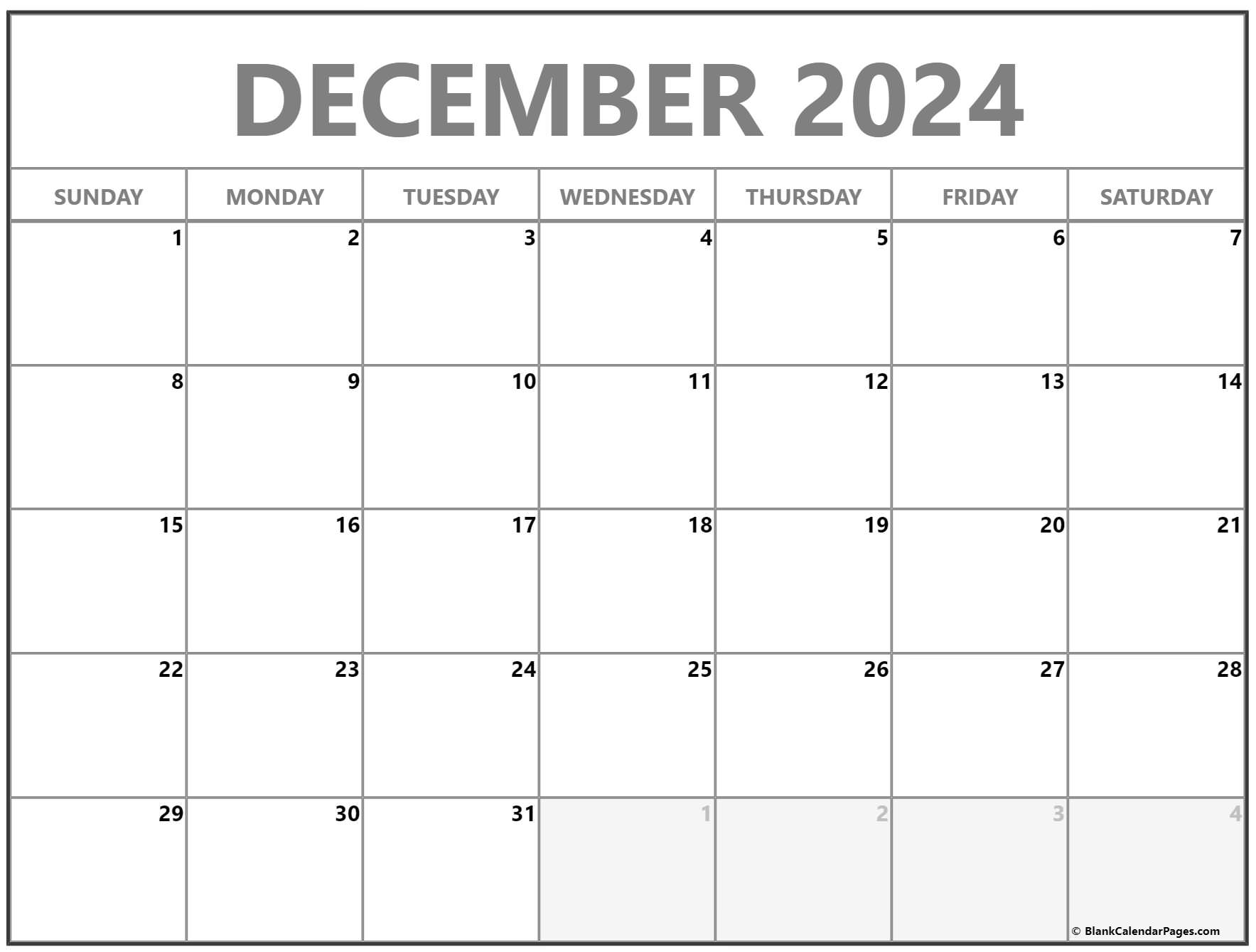 Free Blank Calendar Template December 2022