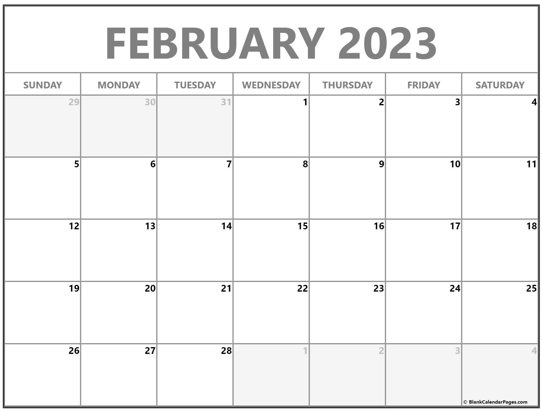 February 2023 calendar | free printable calendar