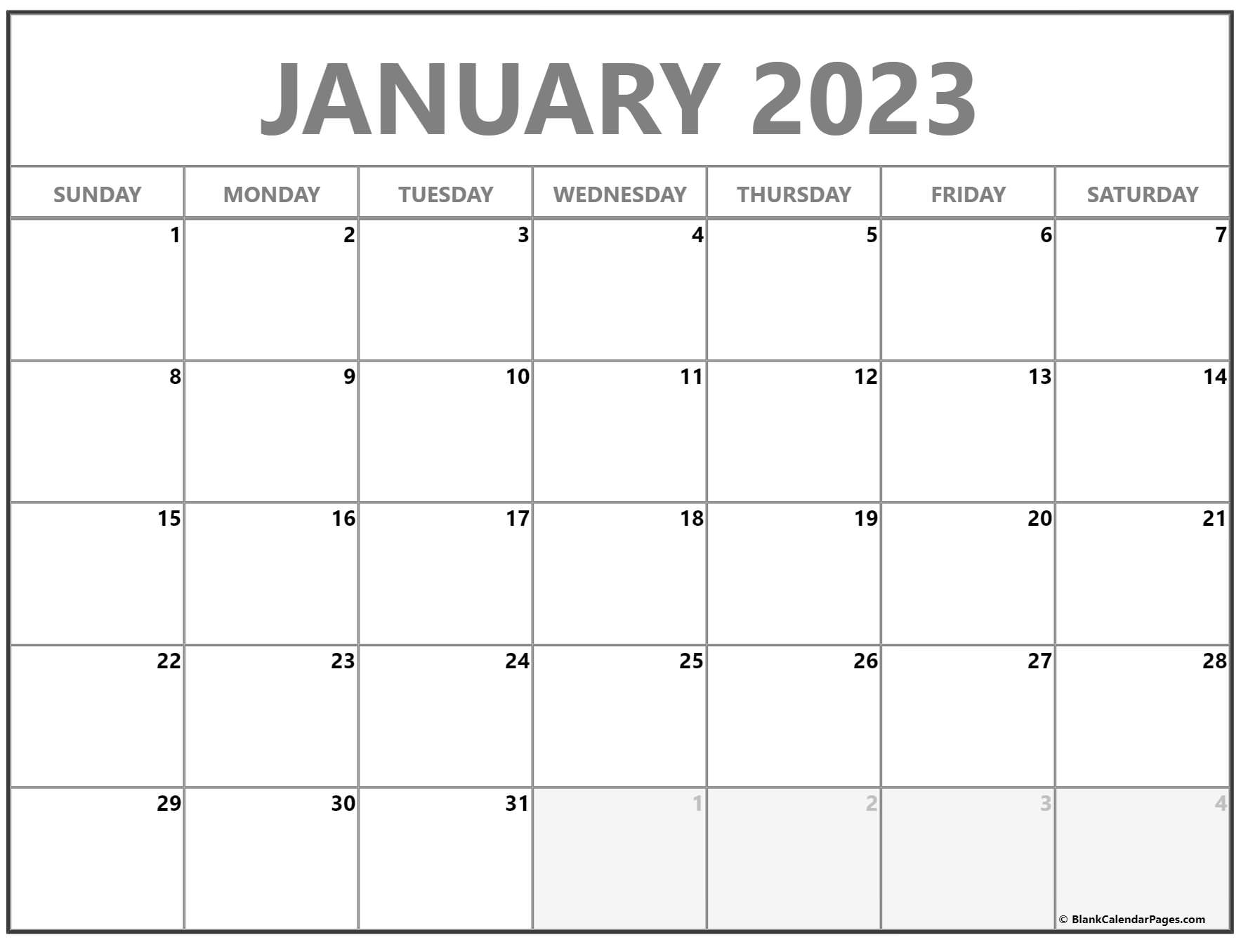 January 2023 calendar | free printable calendar