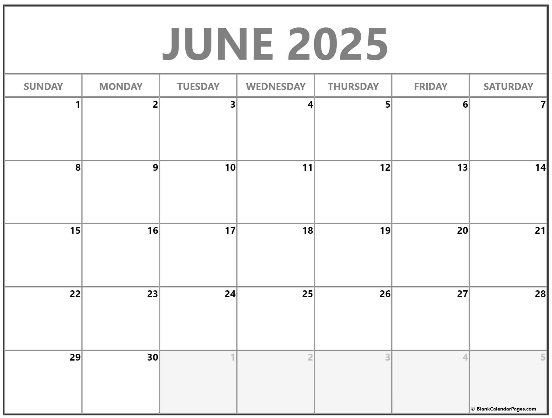 June Calendar Printable 2025 Templates 