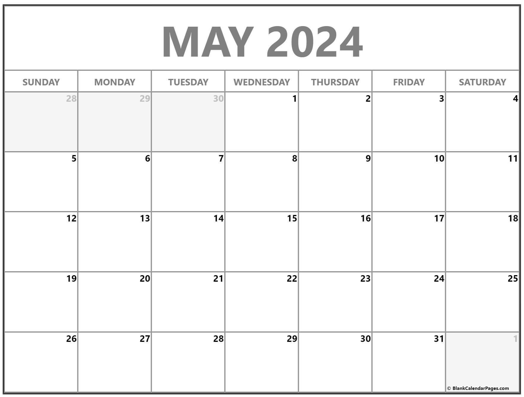 May 2024 Monthly Calendar Vector May 2024 Calendar 2024 May 2024