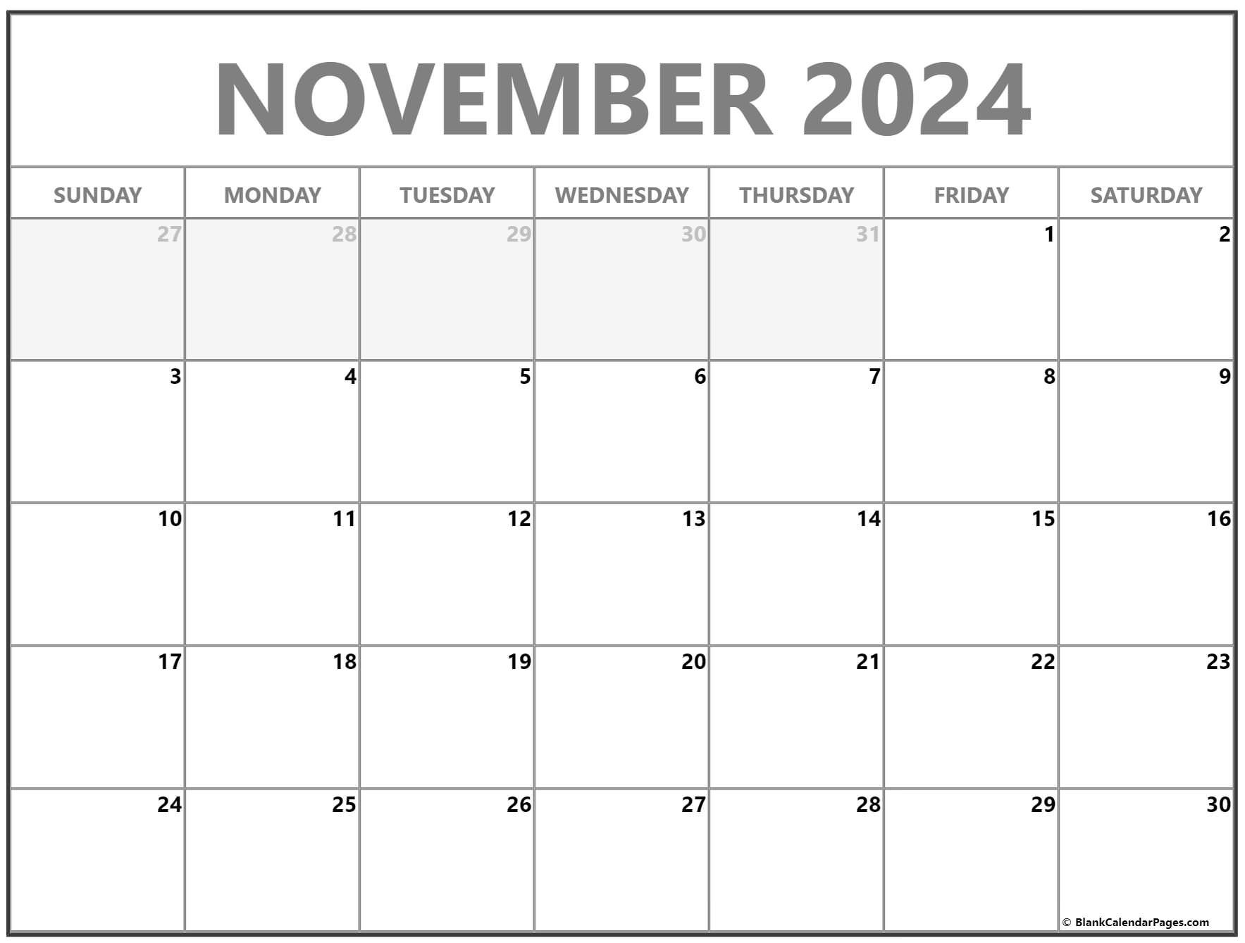 November 2024 Calendars (52 Free Printable PDFs)