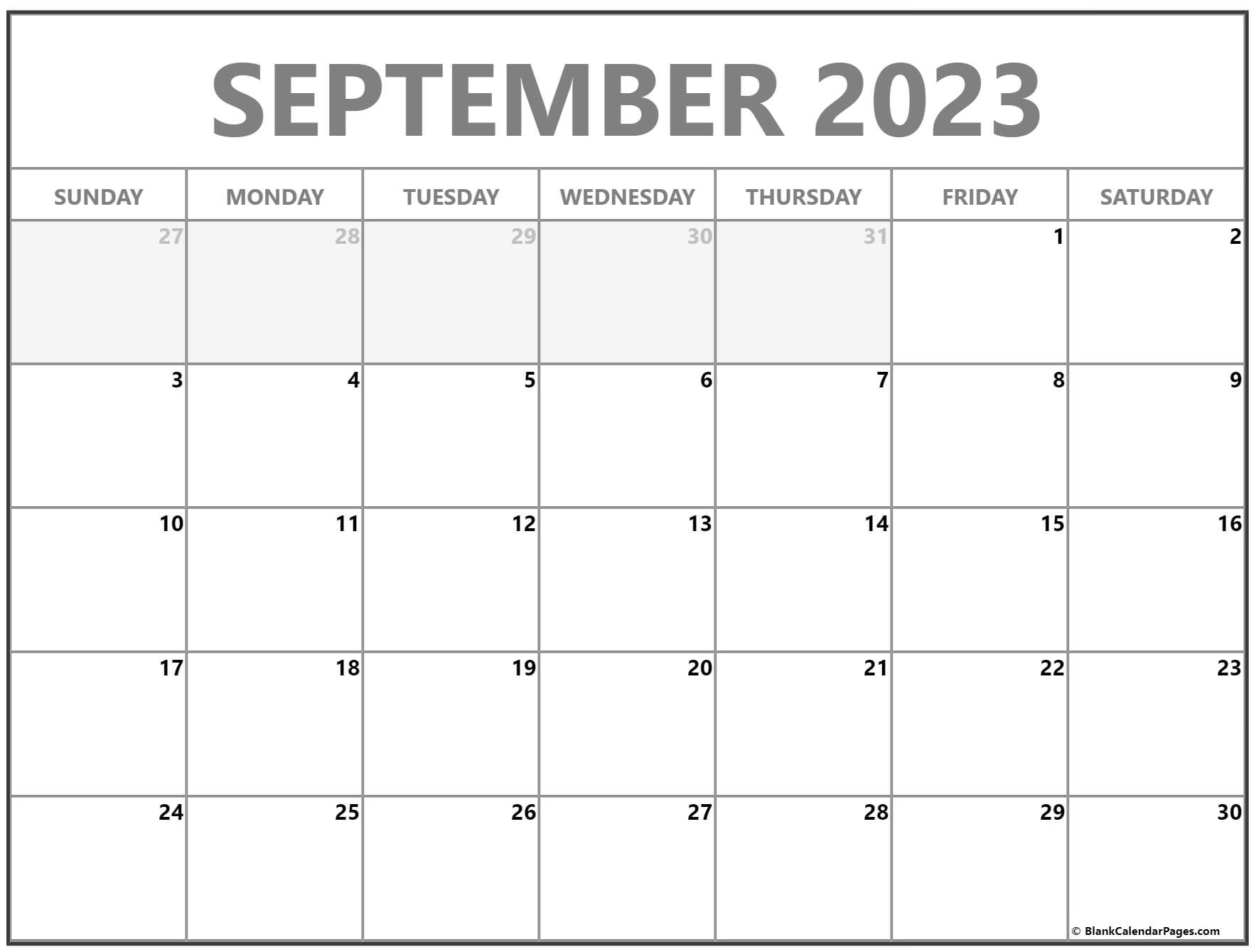 September 2023 Calendar For Printing September 2023 Calendar Free Printable With Holidays 