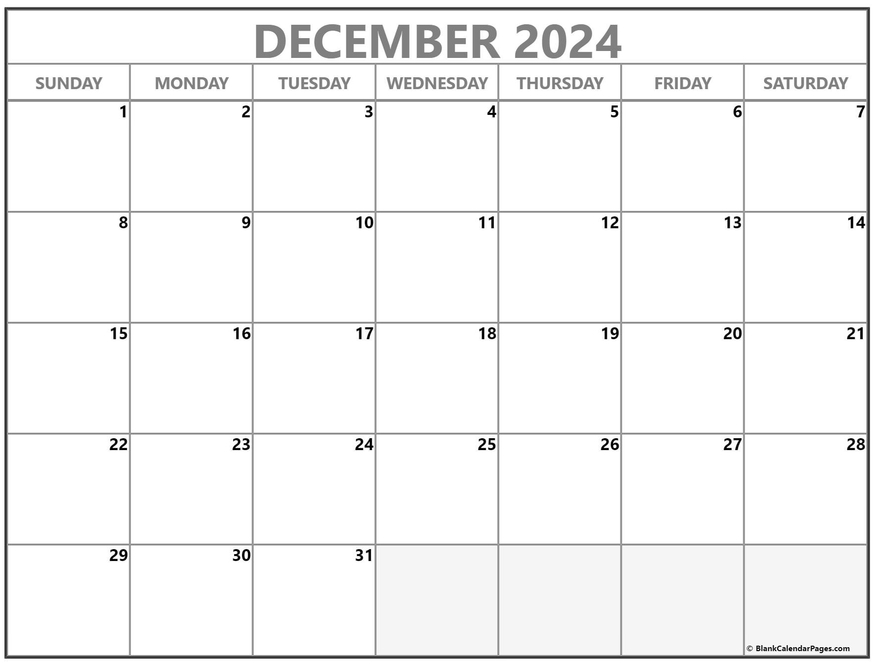 December 2024 calendar | free printable calendar