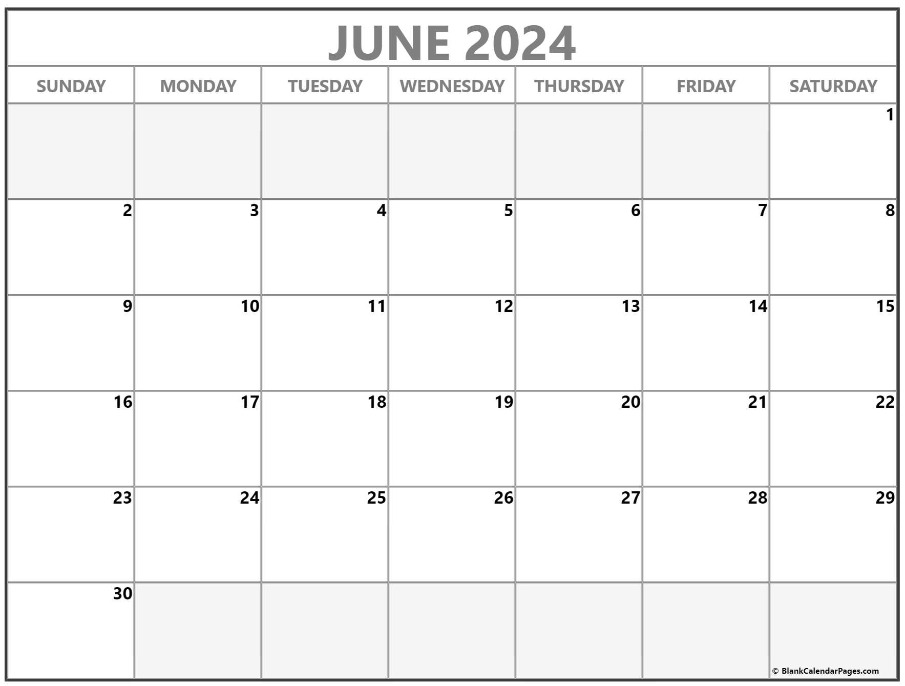 Month Of June Calendar