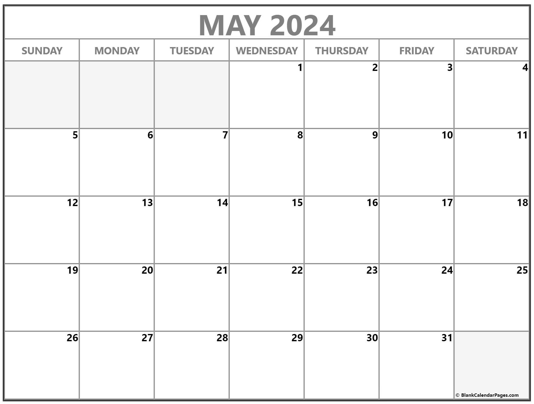 May 2024 Calendar Free Printable Calendar