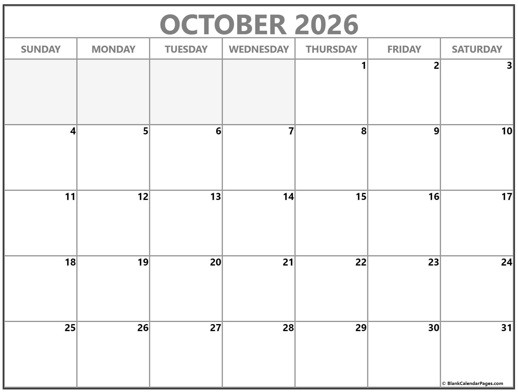 October 2026 calendar | free printable calendars