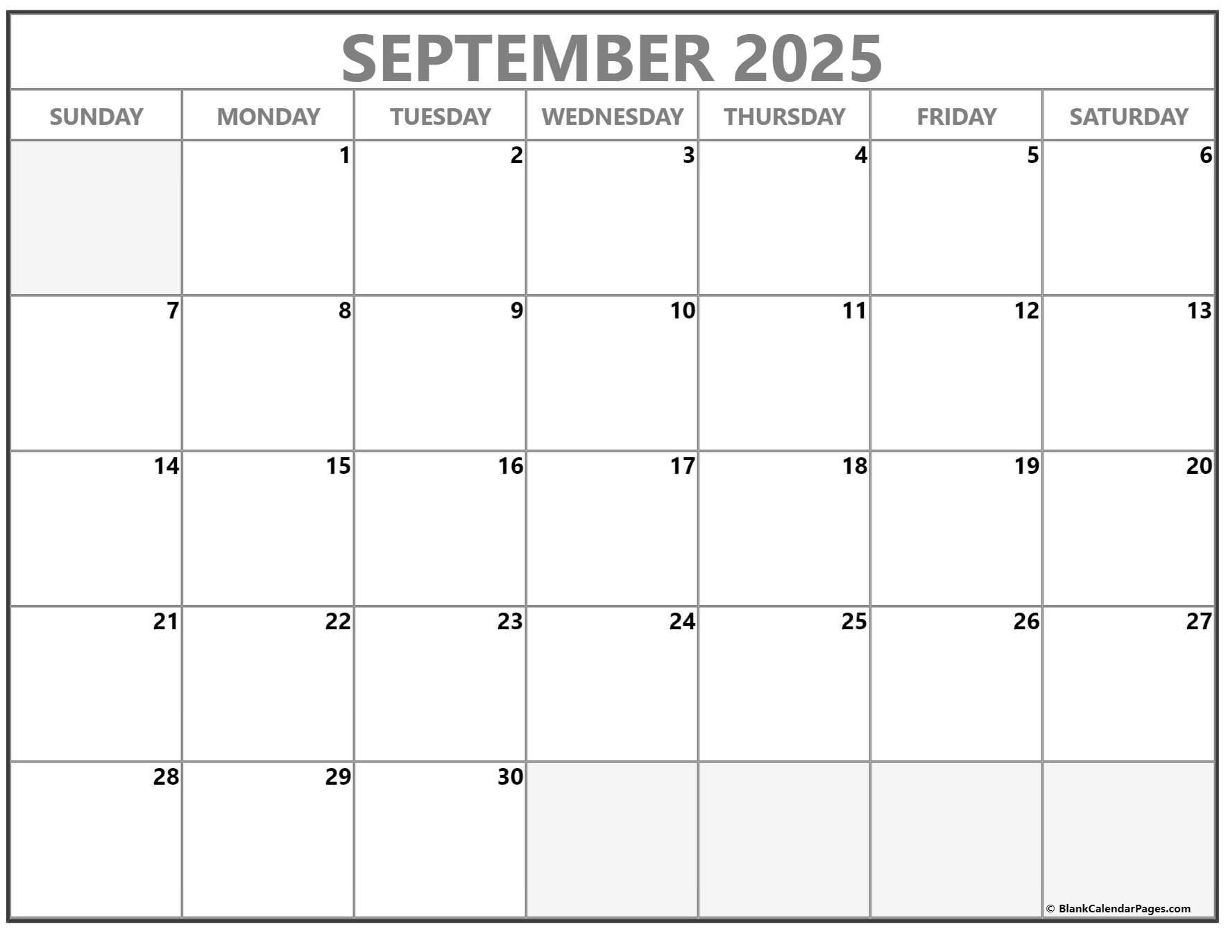 September 2025 calendar | free printable calendar
