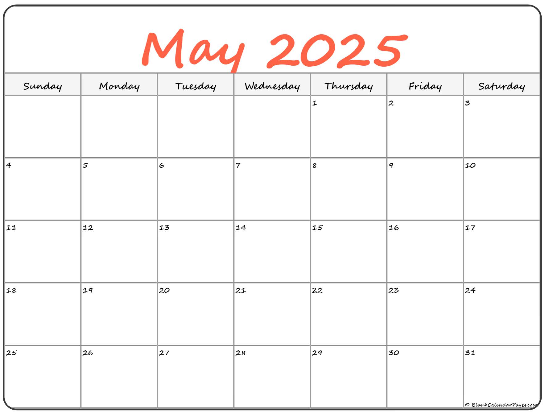 May 2025 Calendar Free Printable Calendars