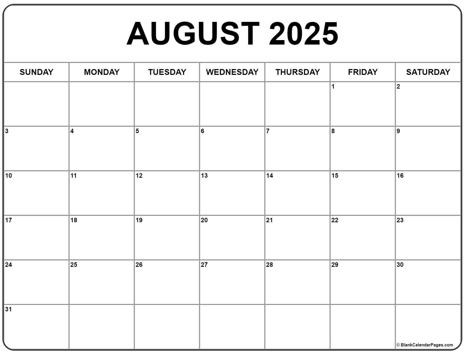 August 2025 calendar  free printable calendar