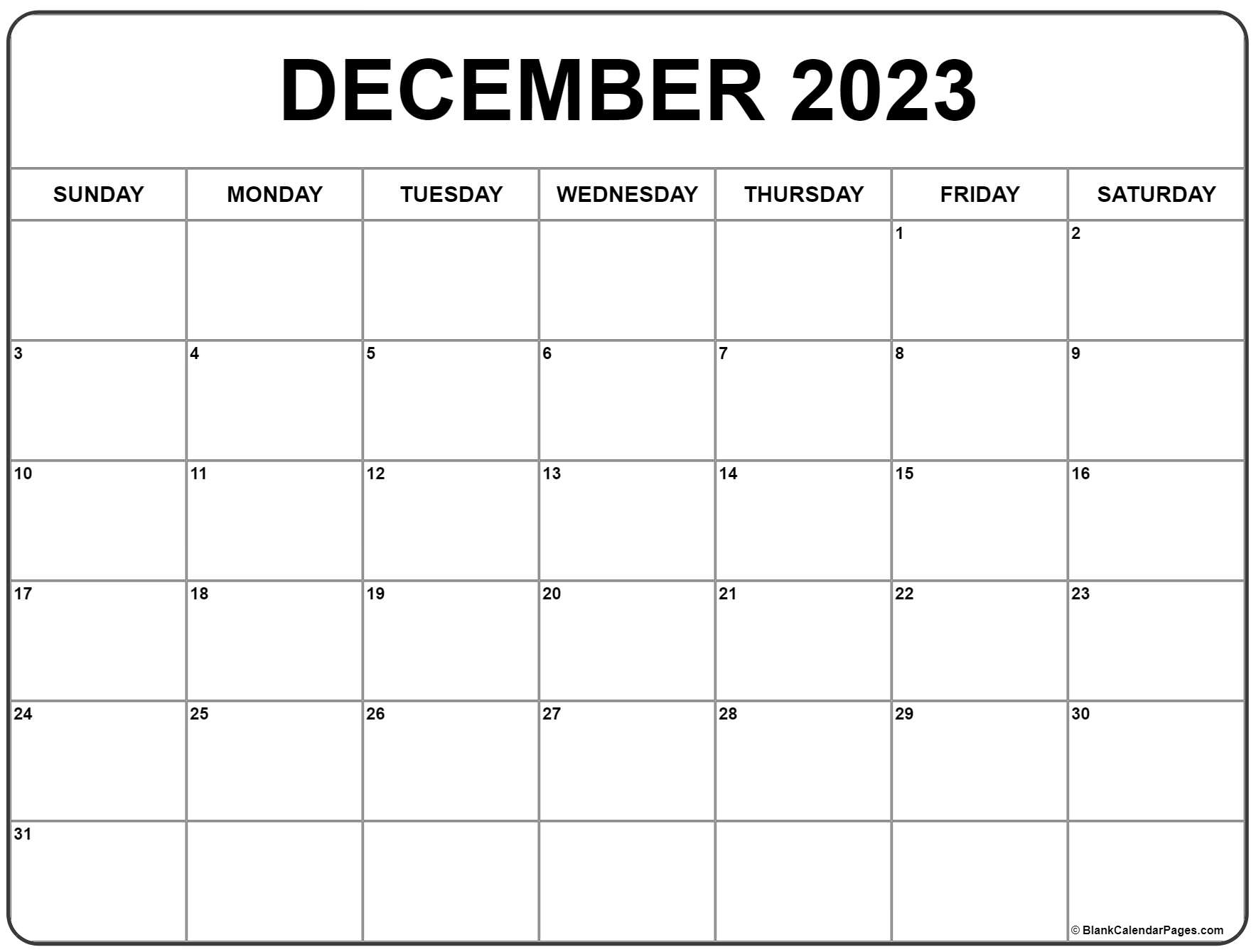 December 2023 calendar free printable calendar