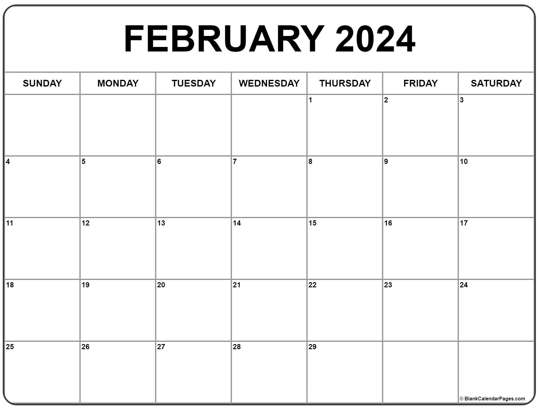 February Blank Calendar 2022 February 2022 Calendar | Free Printable Calendar Templates