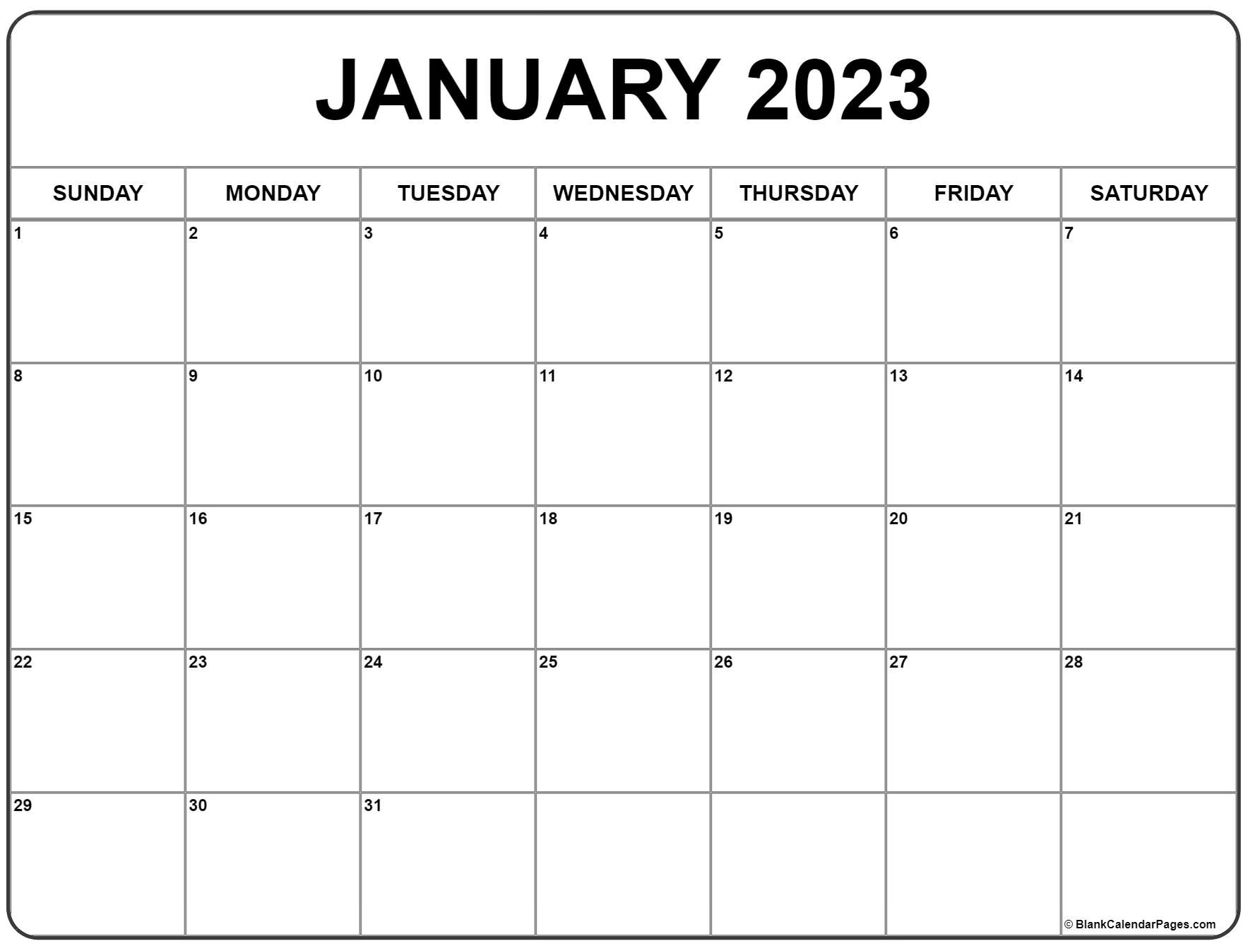 Printable Calendar 2024 Free Printable Blank Bren Sherry   January 2023 Calendar B2 