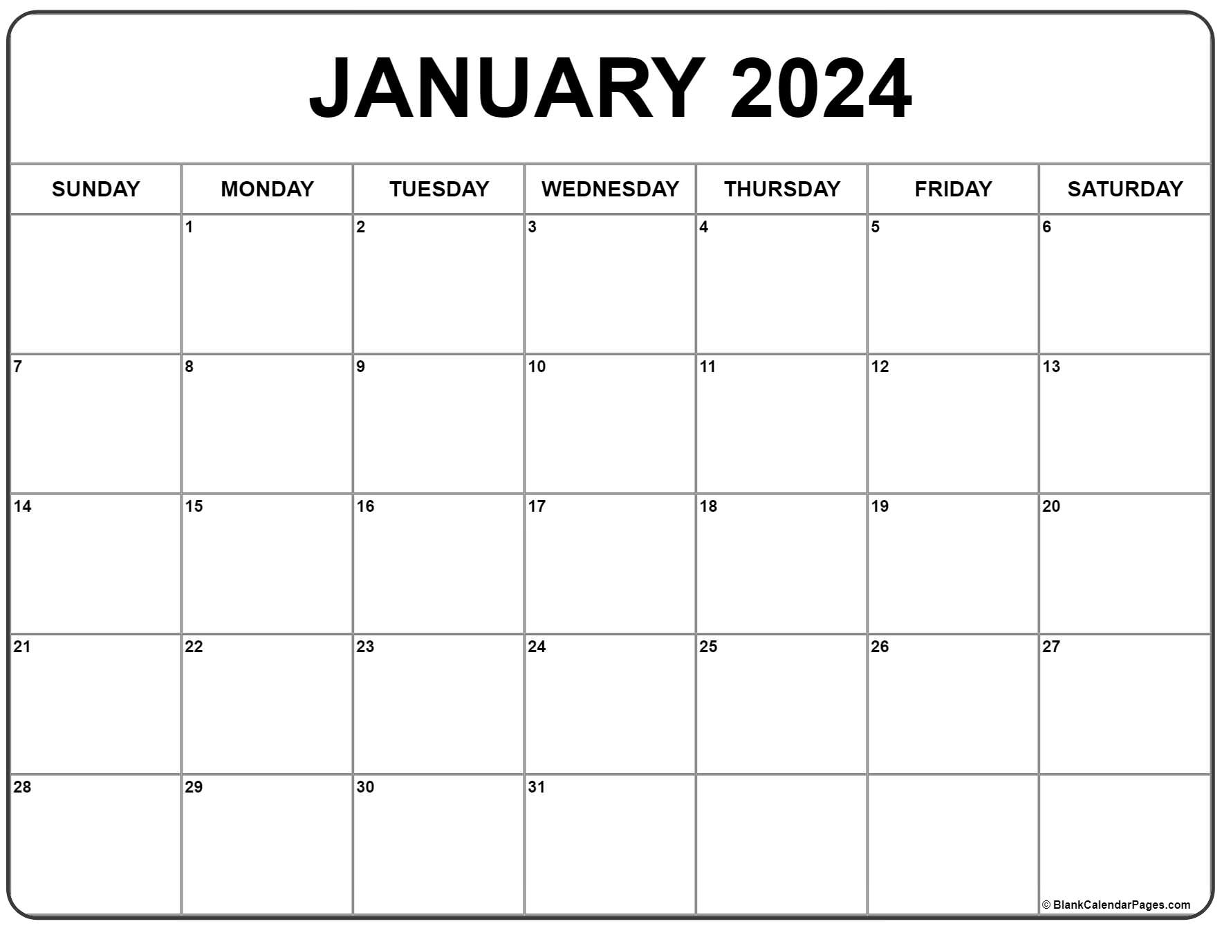 January 2024 calendar | free printable calendar