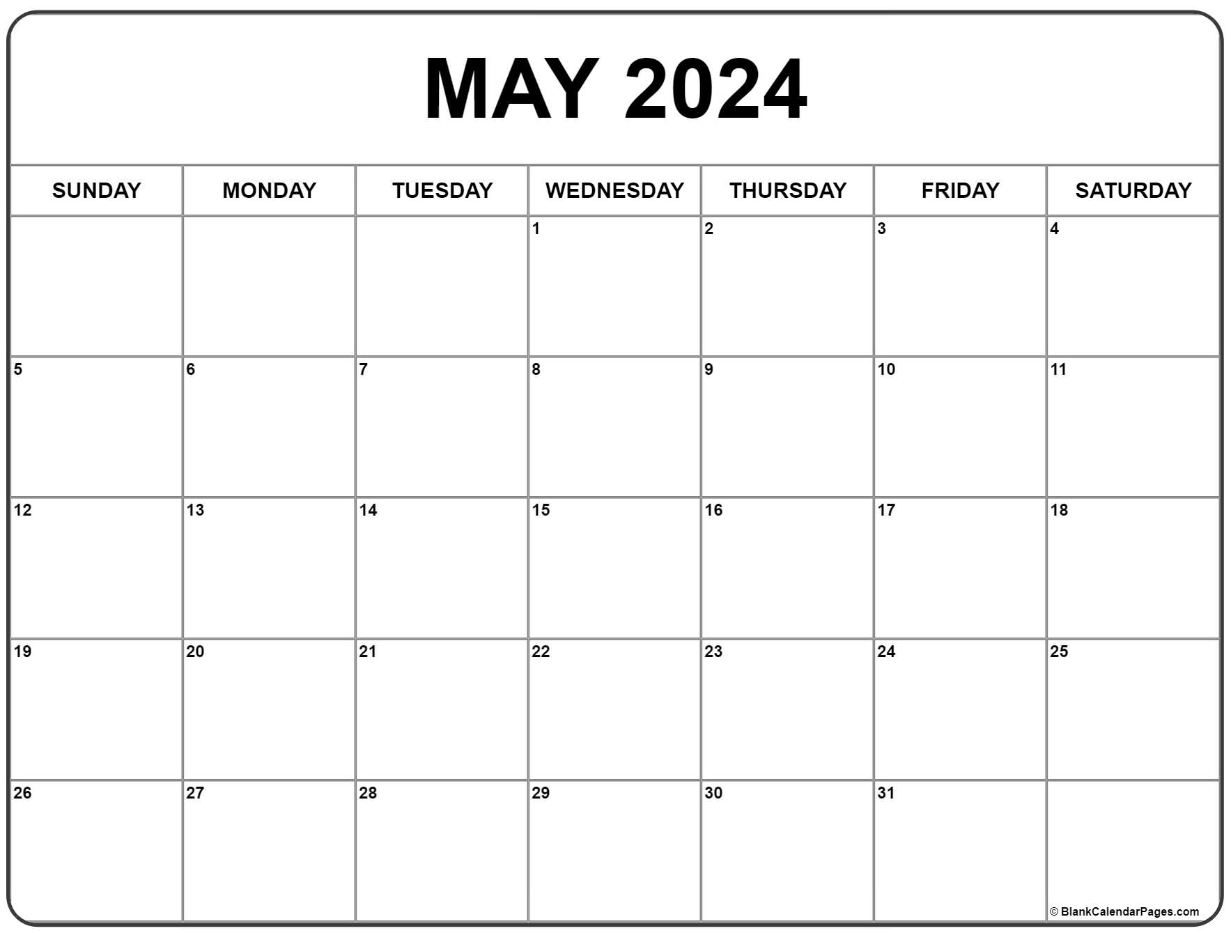 May 2024 Printable Monthly Calendar Gambaran