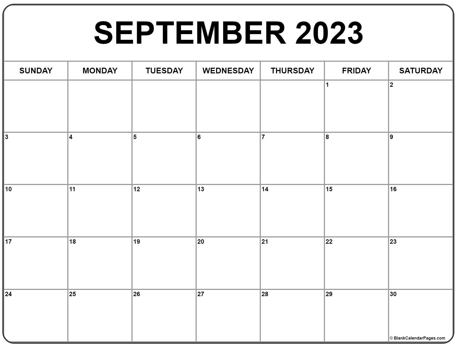 Blank Calendar Template September 2023 2023 Printable Calendar