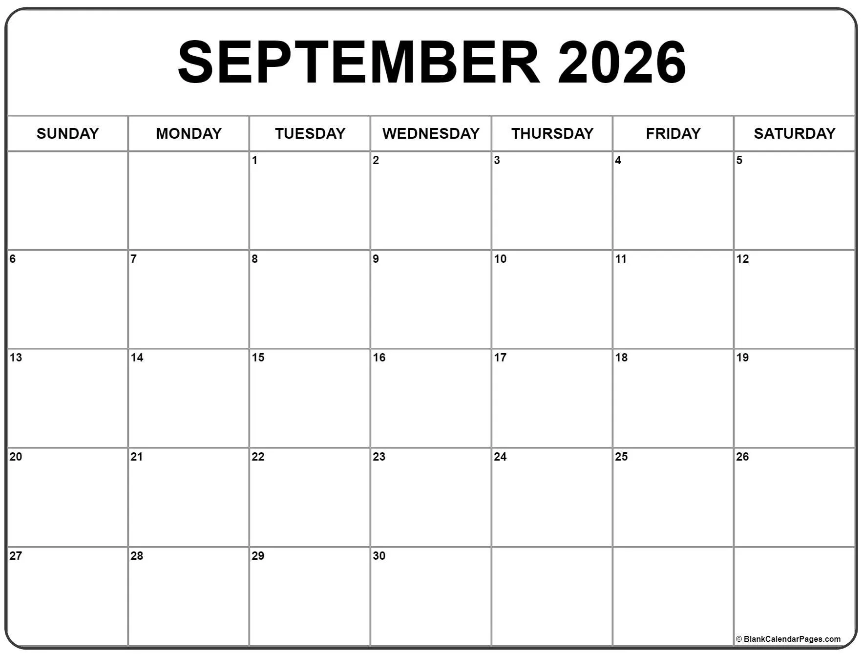September 2026 calendar . September 2026 printable calendar
