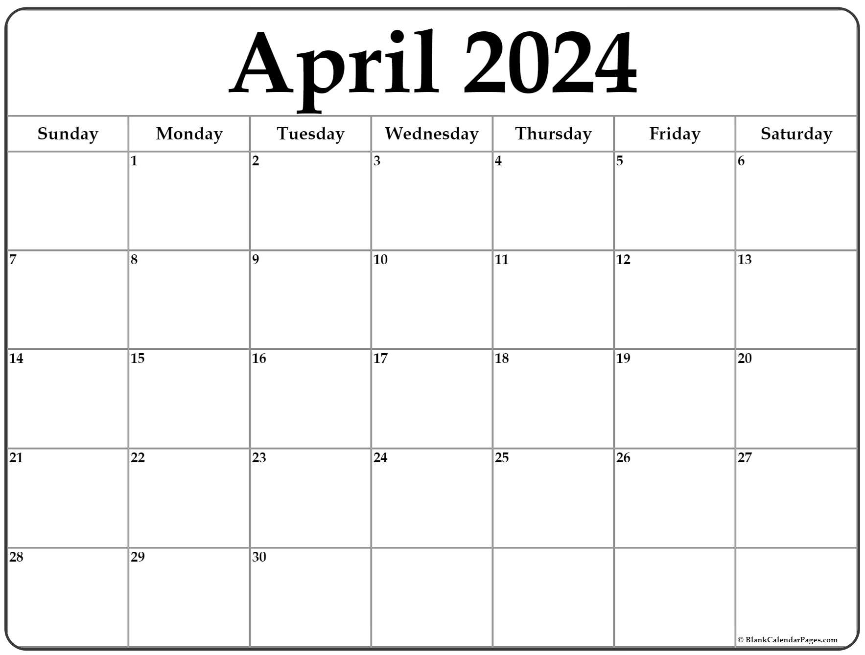 April 2024 Calendar Free Printable Calendars