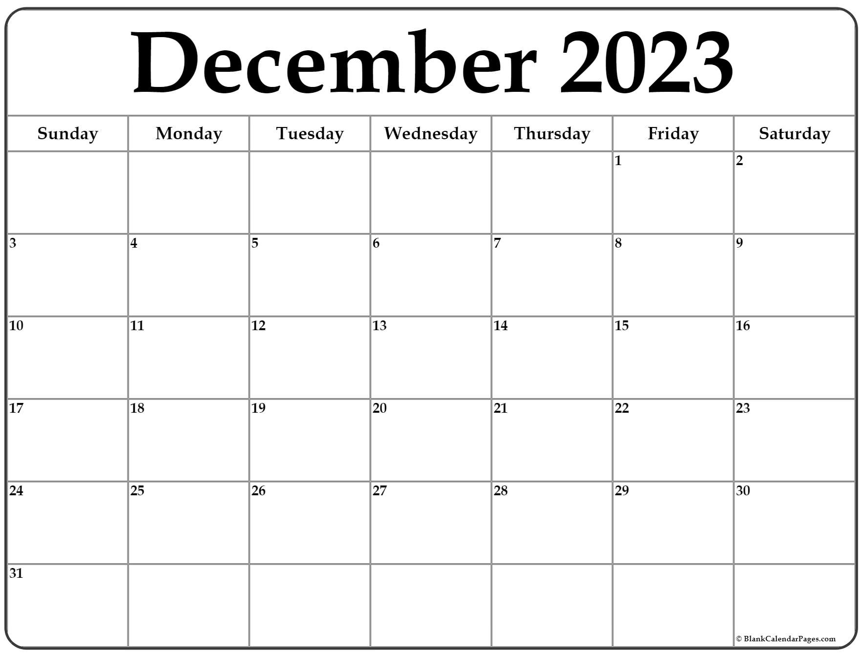 Free December 2023 Calendar Template PELAJARAN
