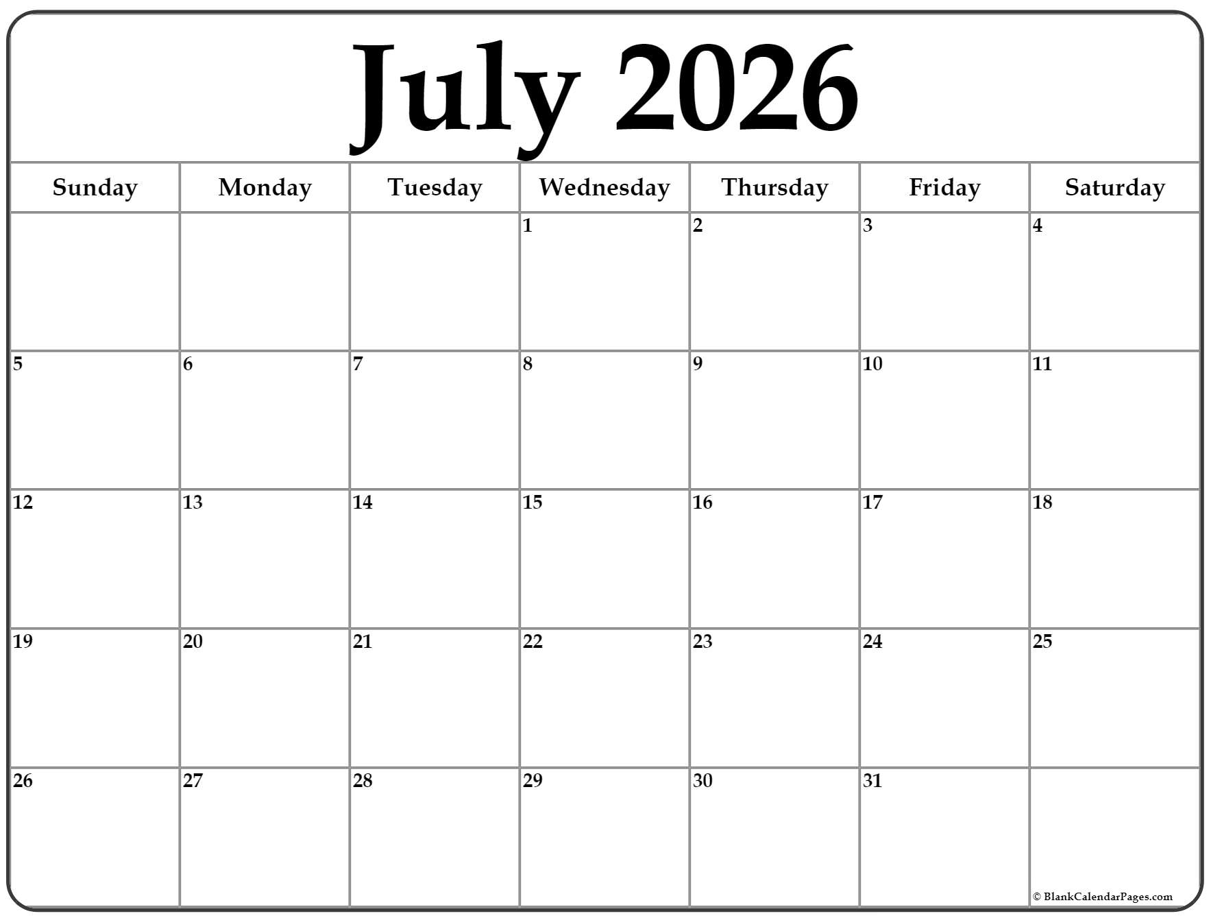 July 2024 Calendar Free Printable Calendars July 2024 Calendar Free Printable Calendars