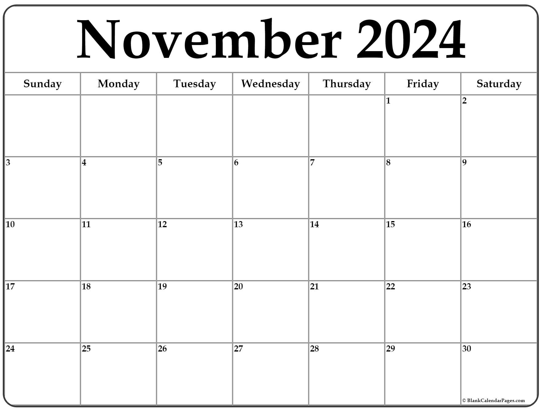 November 2024 calendar free printable calendar