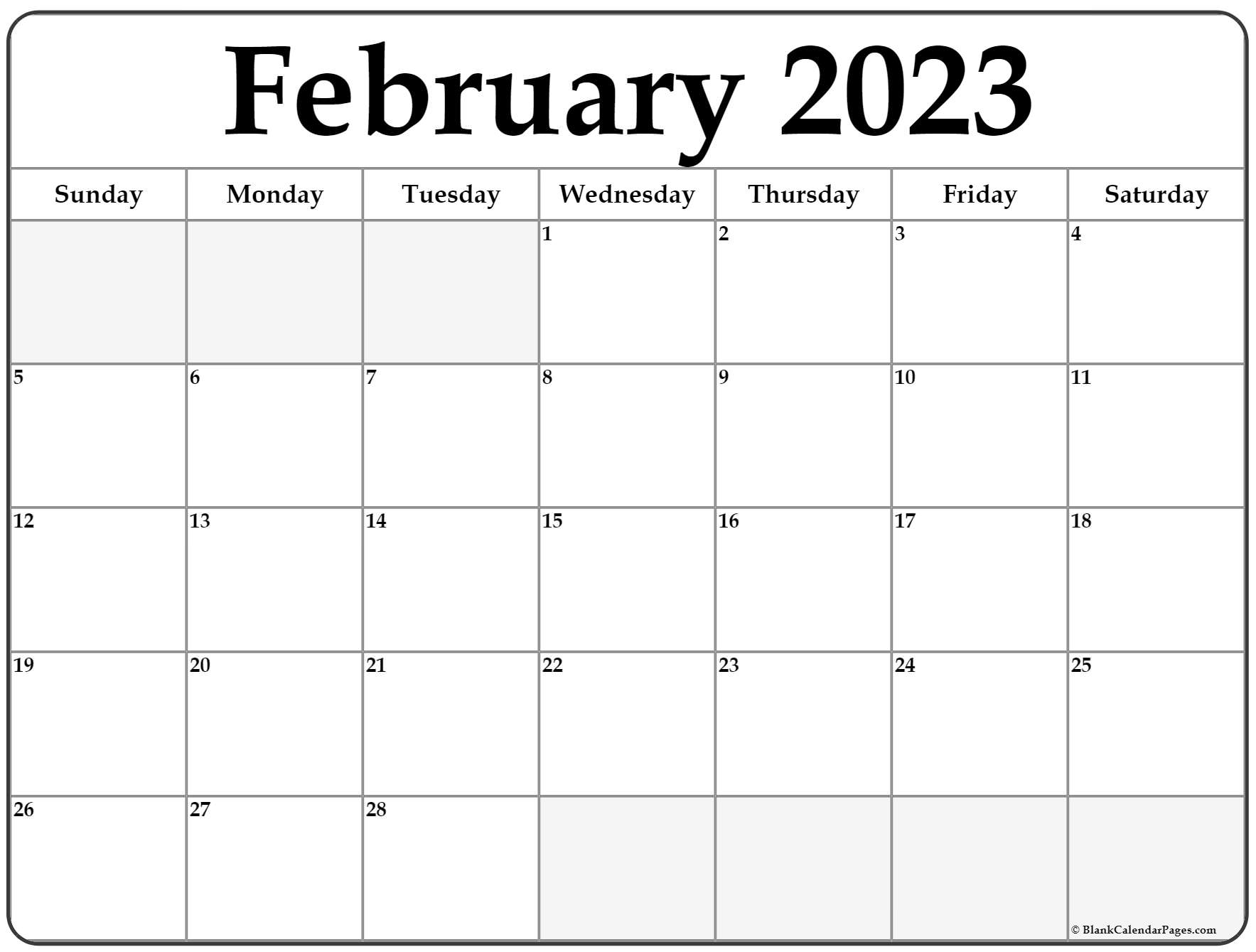 February 2023 Calendar Free Printable Calendar