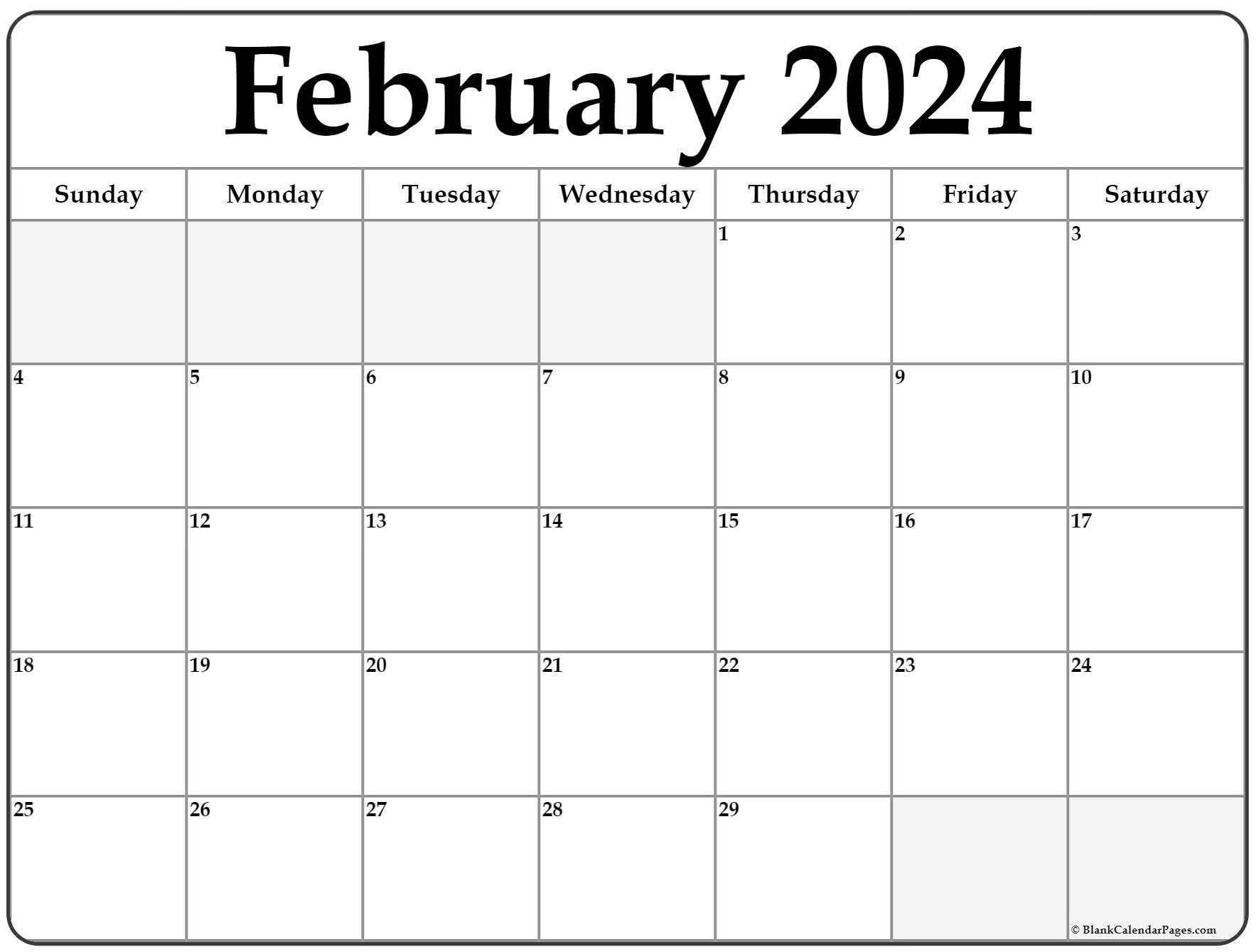 Blank Calendar Pages February 2024 Printable Matty Shellie