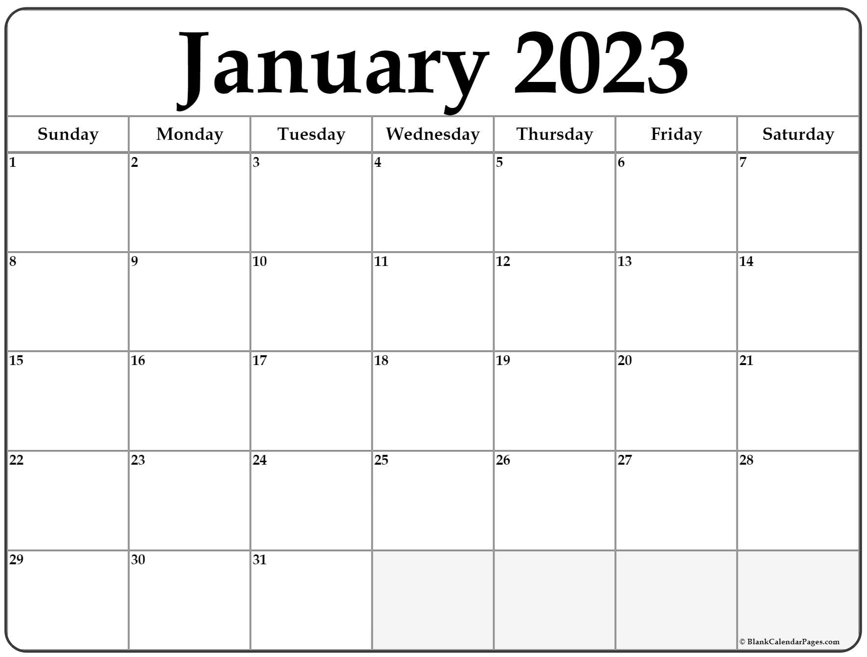 Free Printable January 2023 Calendar 12 Templates Free Printable Vrogue