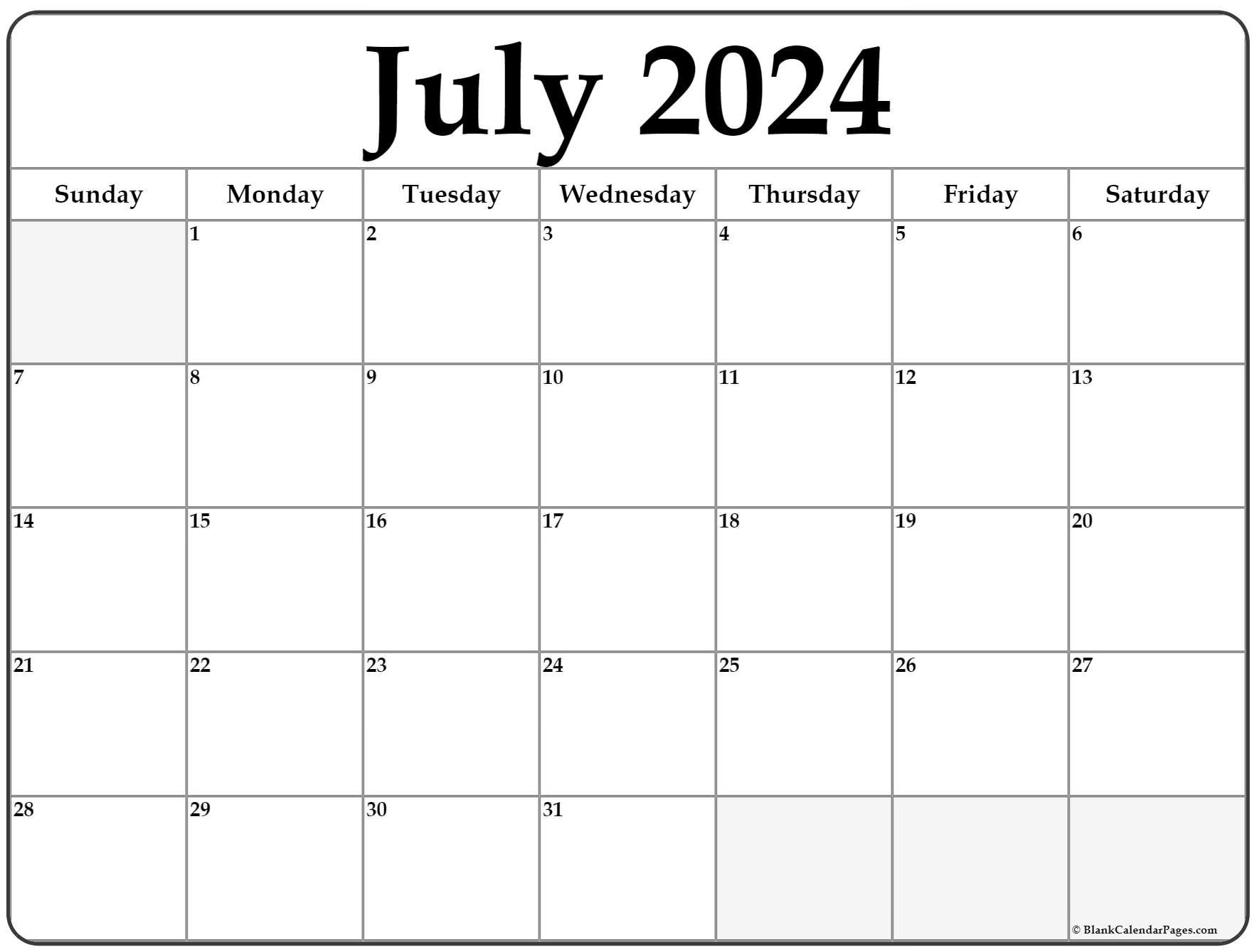 2024 Summer Calendar Print Printable Monthly Calendar 2024