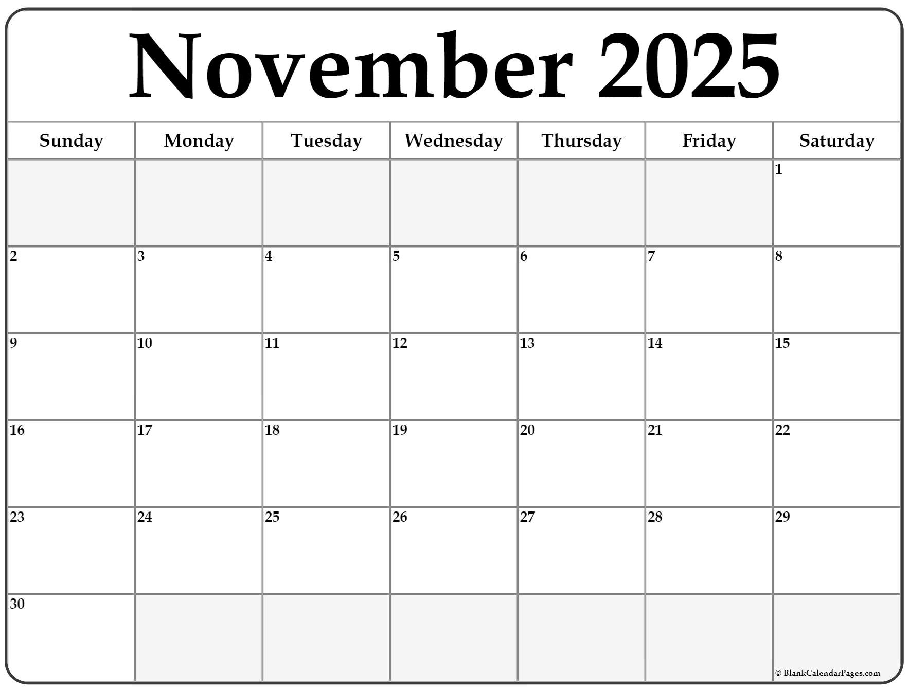 November 2025 calendar  free printable calendar