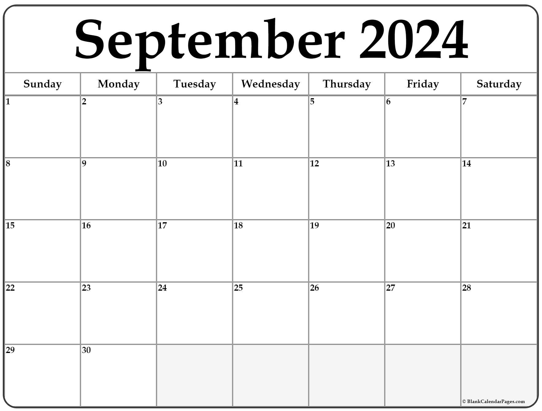 September 2024 calendar free printable calendar