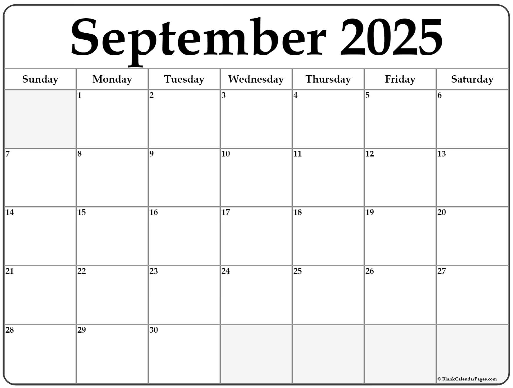 September 2025 Calendar Free Printable Calendars