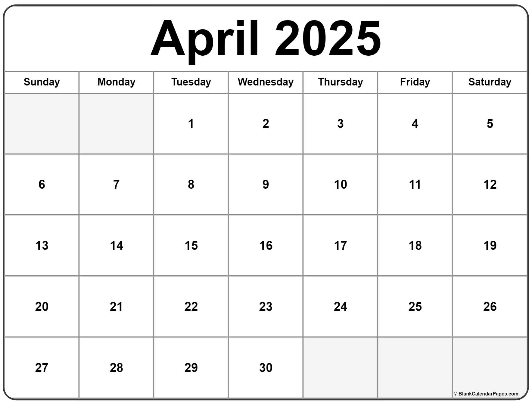 April 5 2025 Calendar