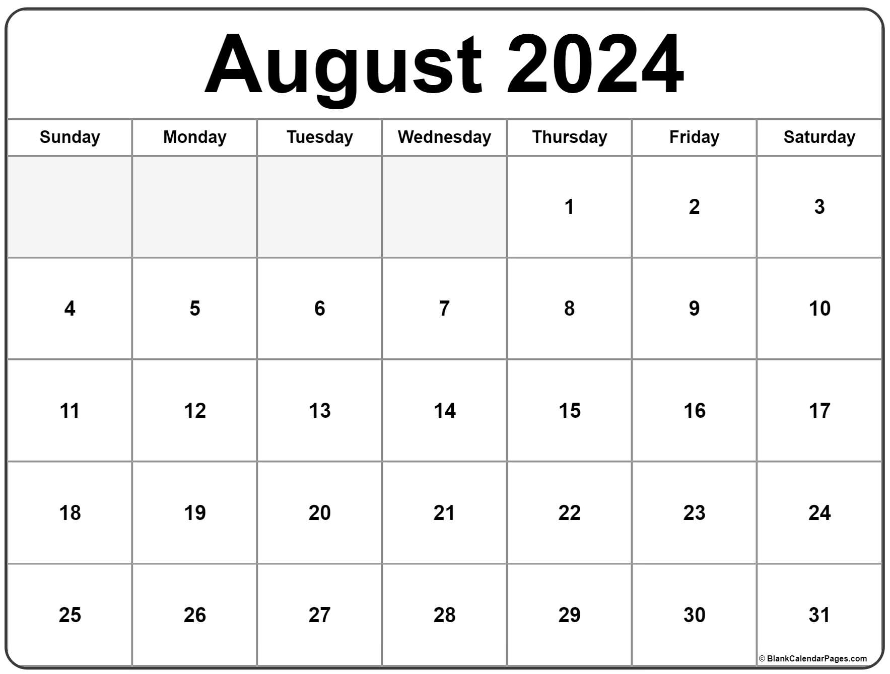 August 2024 calendar free printable calendar