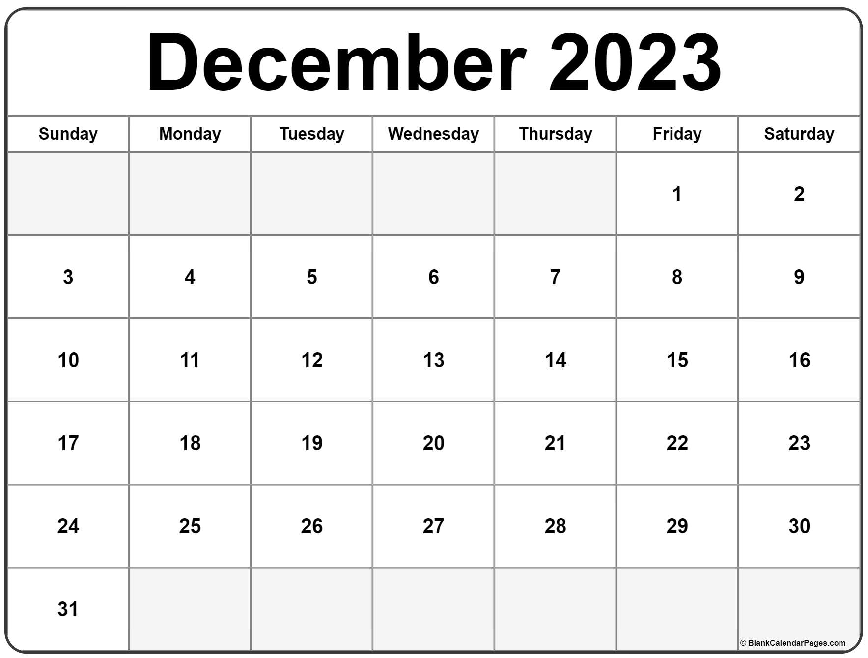 December 2023 Calendar Free Printable Calendar December 2023 Calendar Free Printable Calendar 