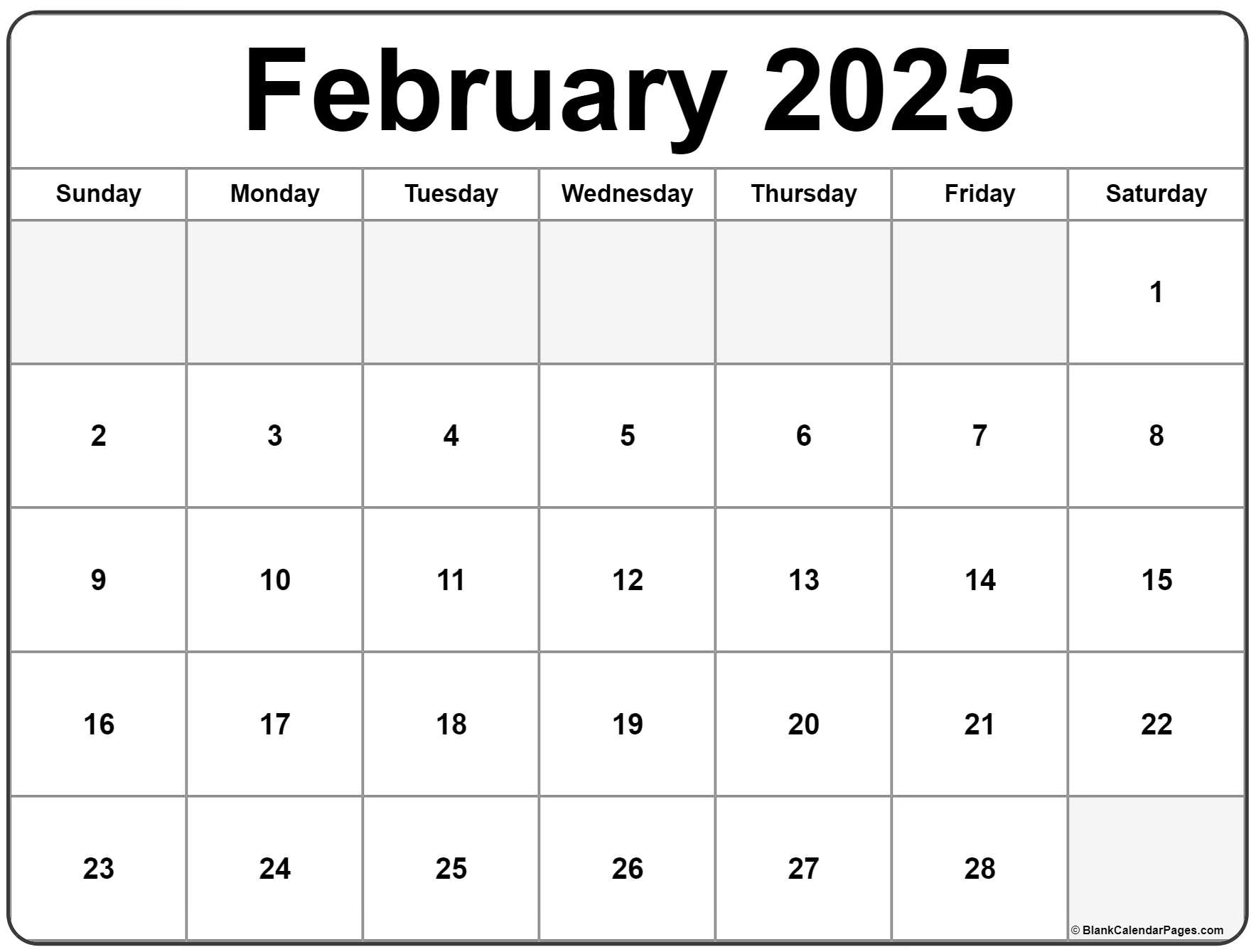 February 2025 Calendar Free Printable Calendars