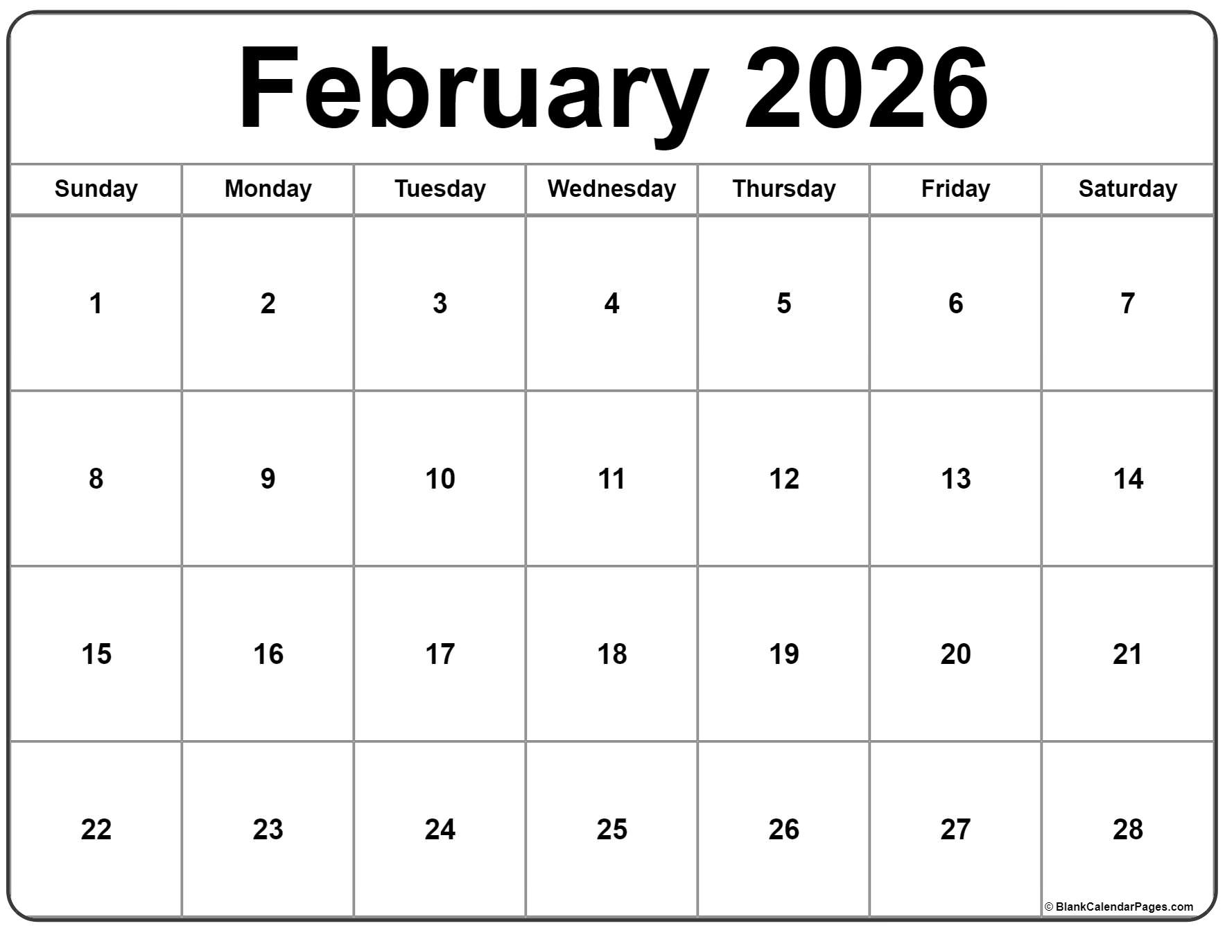 February 2026 Calendar Desktop Free 2025 Calendar Printable February 2026 Calendar Desktop Free 2025 Calendar Printable