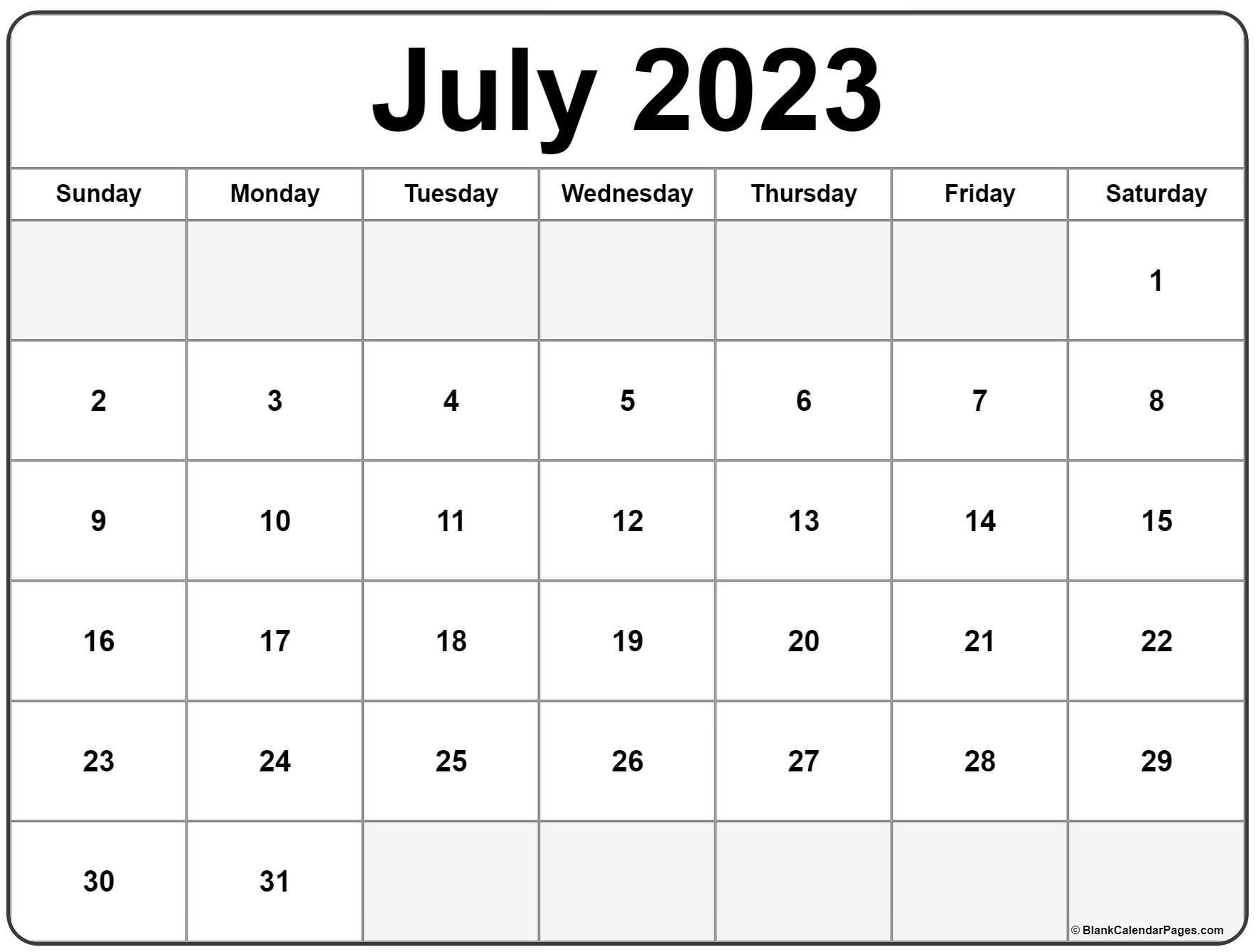 July 2023 calendar free printable calendar