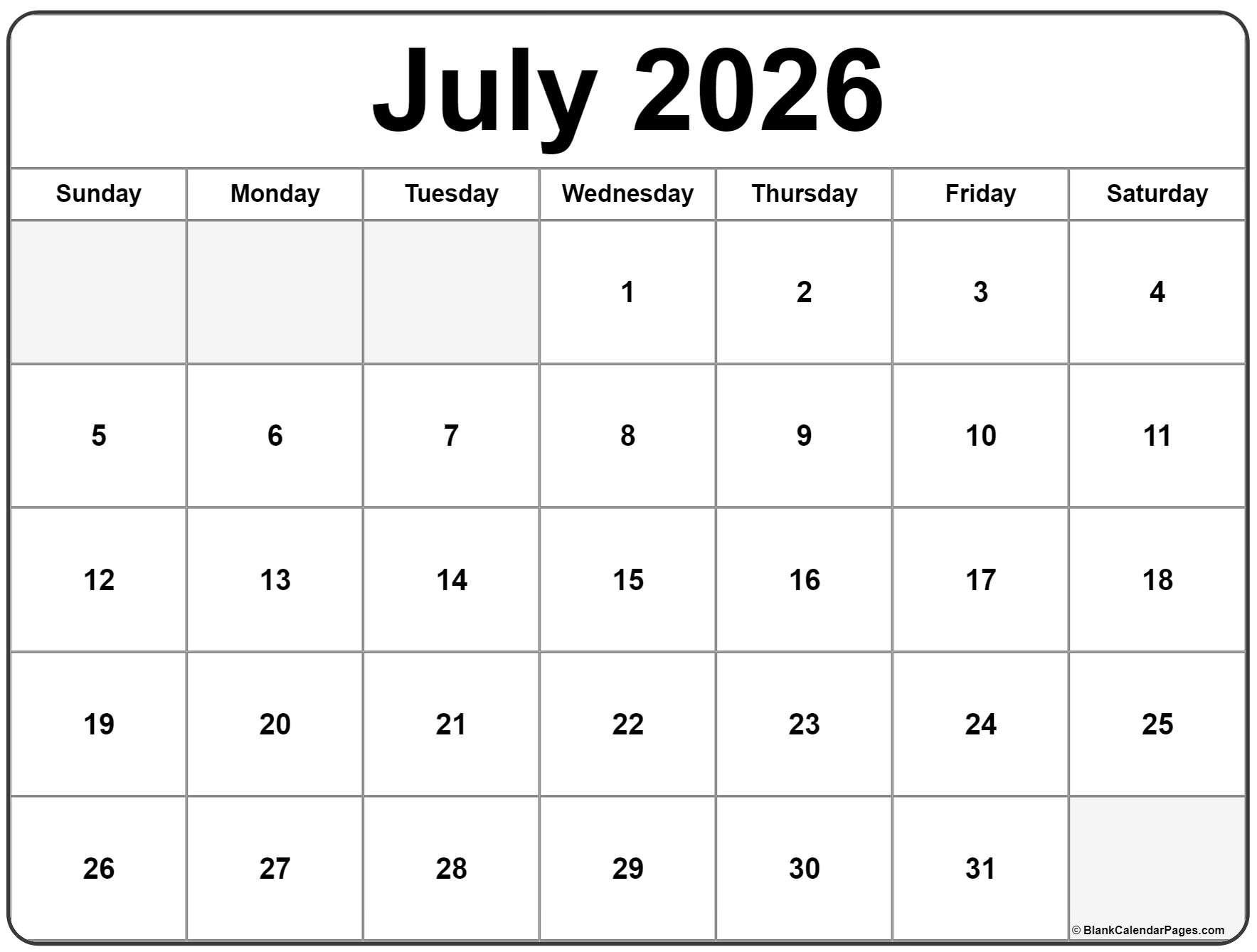 July 2026 calendar | free printable calendar