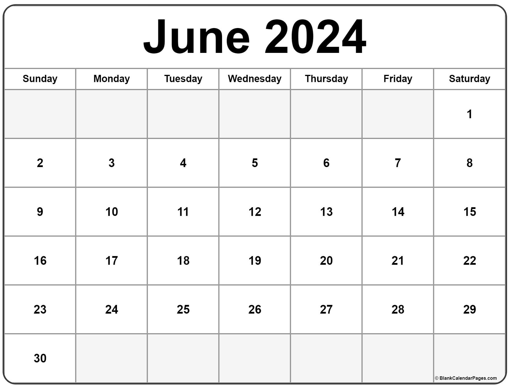 June 2024 Printable Calendar